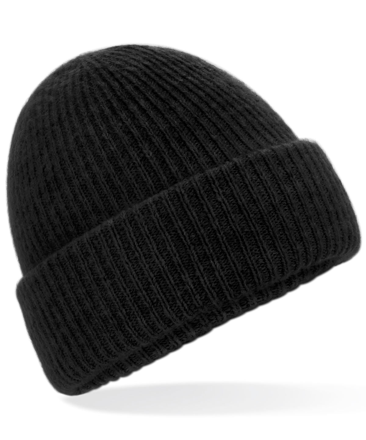 Black Marl - Cosy ribbed beanie - GarmentEmbroidery