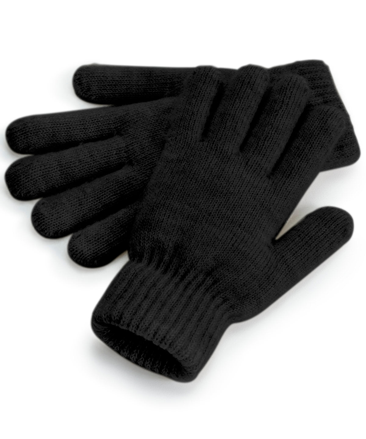 Black Marl - Cosy ribbed-cuff gloves - GarmentEmbroidery