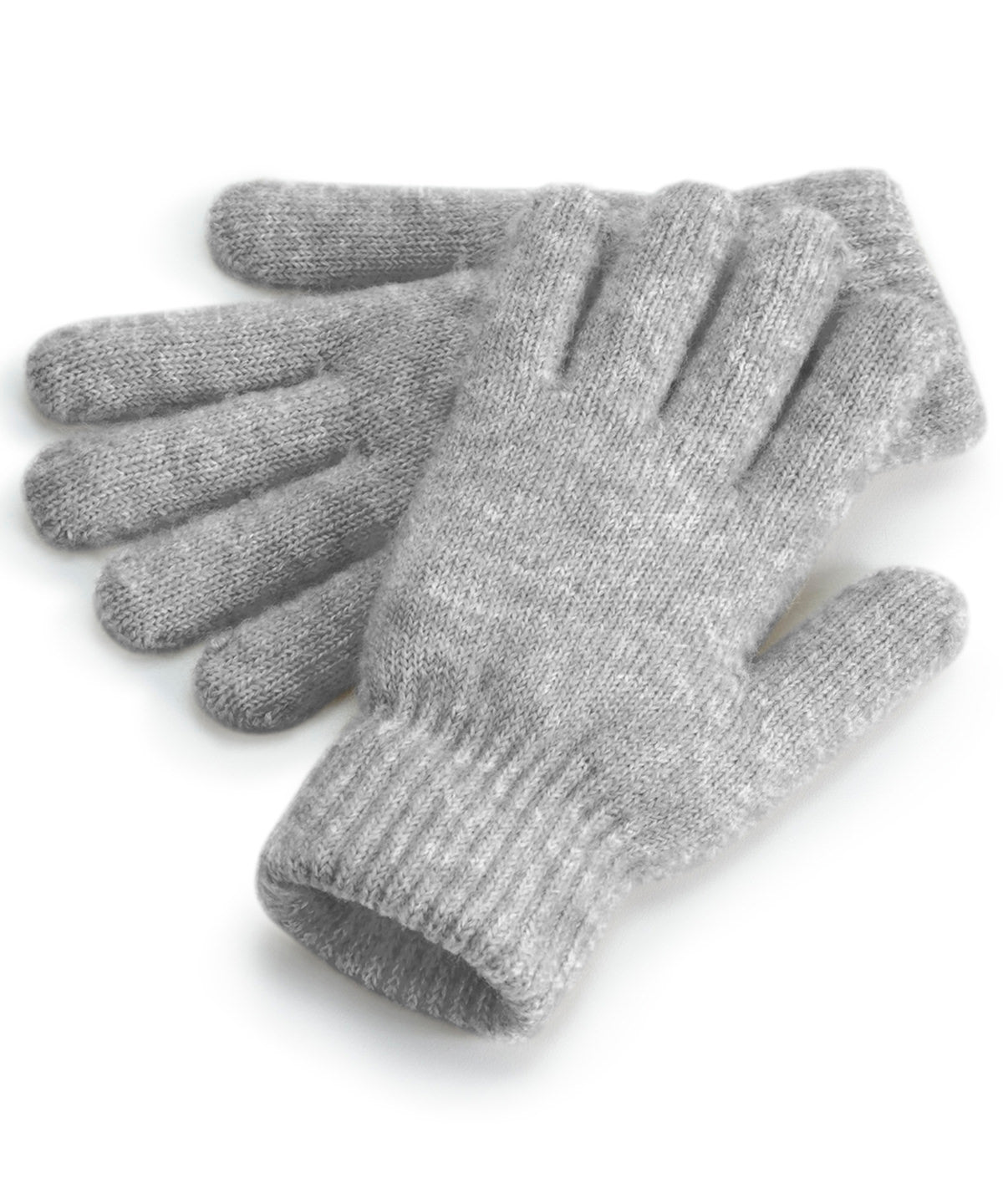 Grey Marl - Cosy ribbed-cuff gloves - GarmentEmbroidery