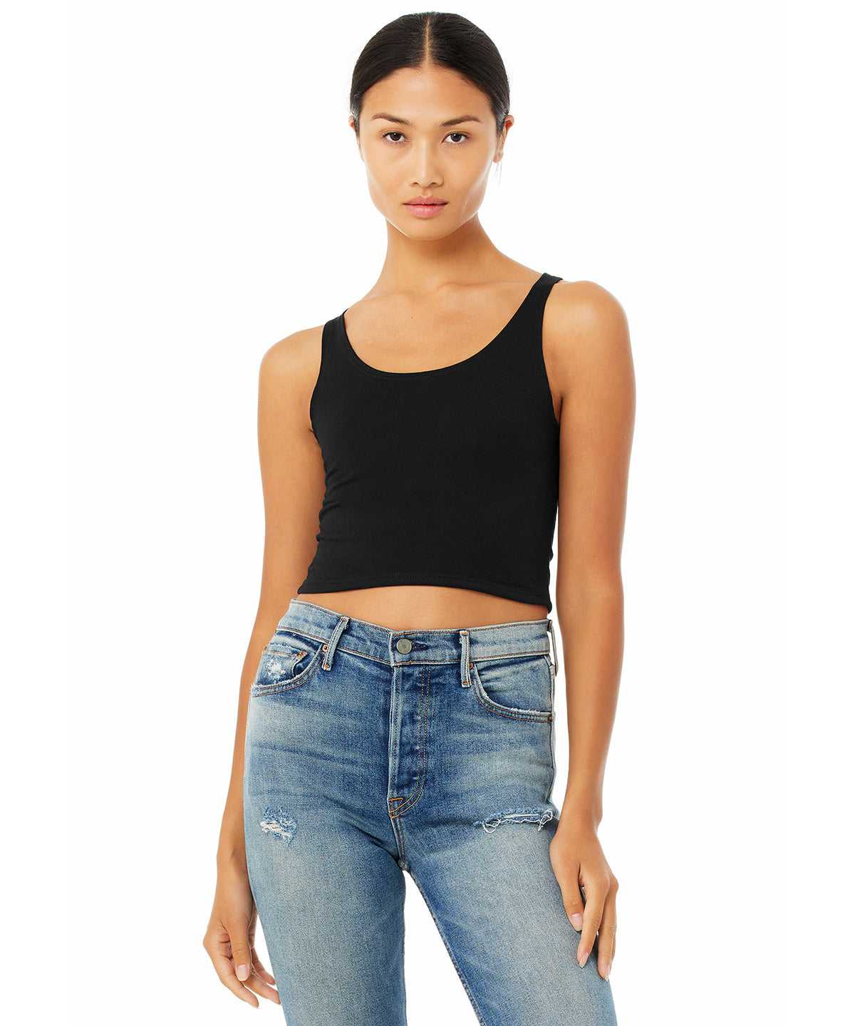 White - Women's polycotton crop top - GarmentEmbroidery