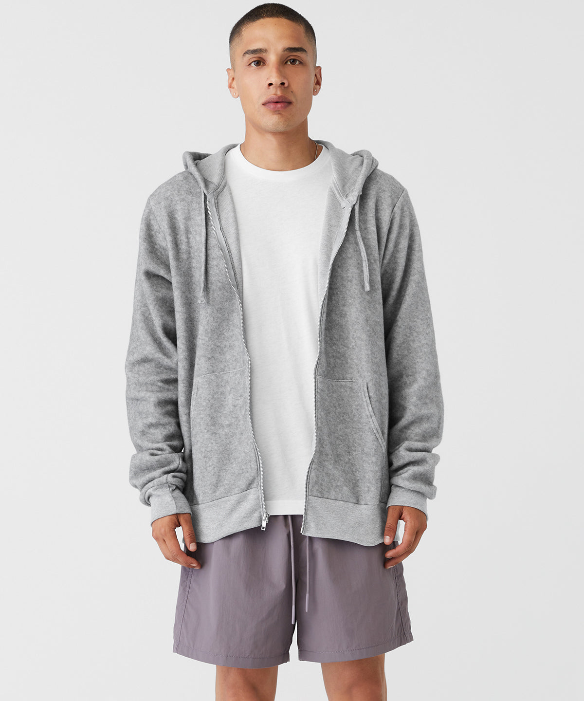 Heather Oatmeal - Unisex sueded fleece full-zip hoodie - GarmentEmbroidery