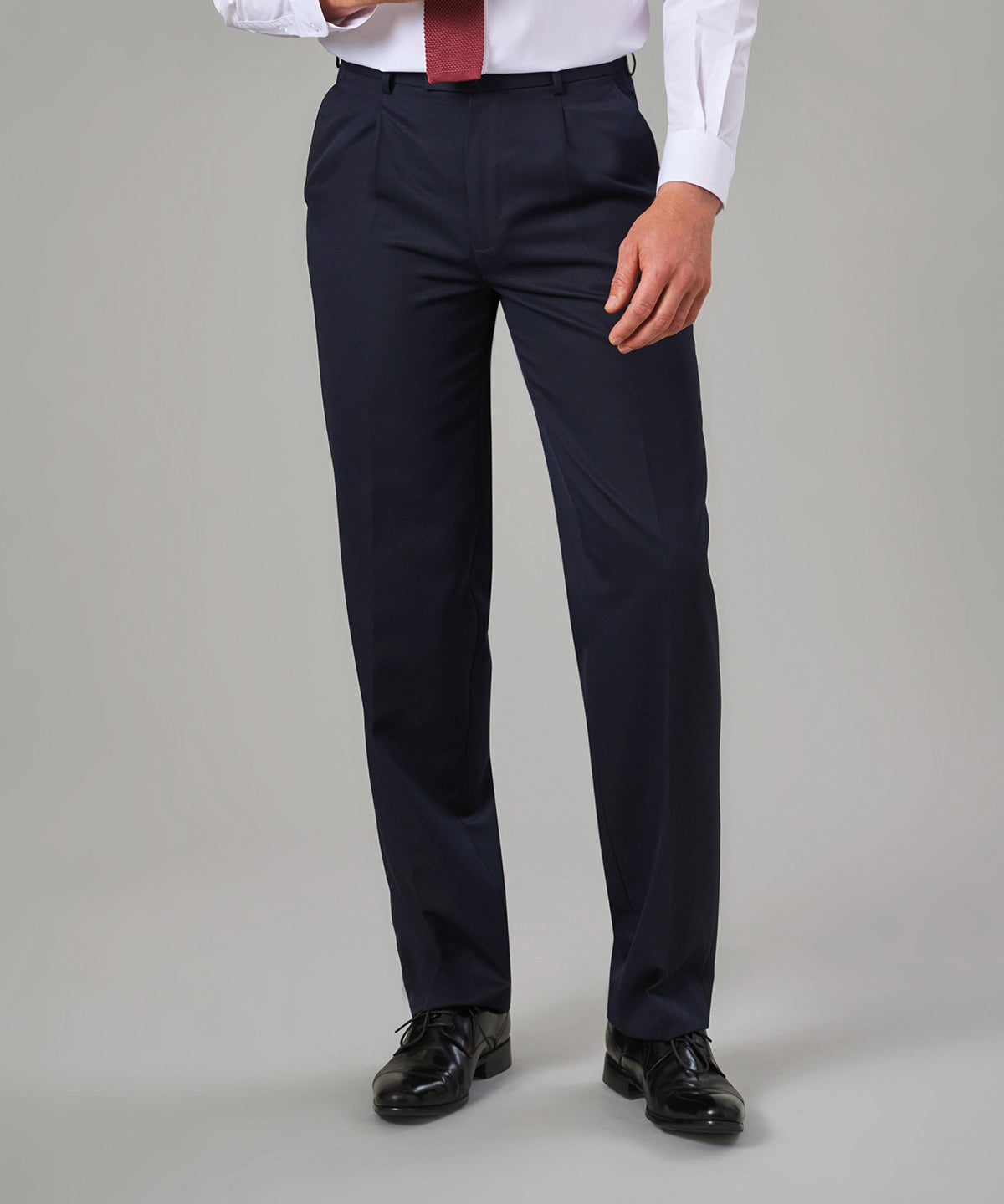 Black - Delta single pleat trousers - GarmentEmbroidery