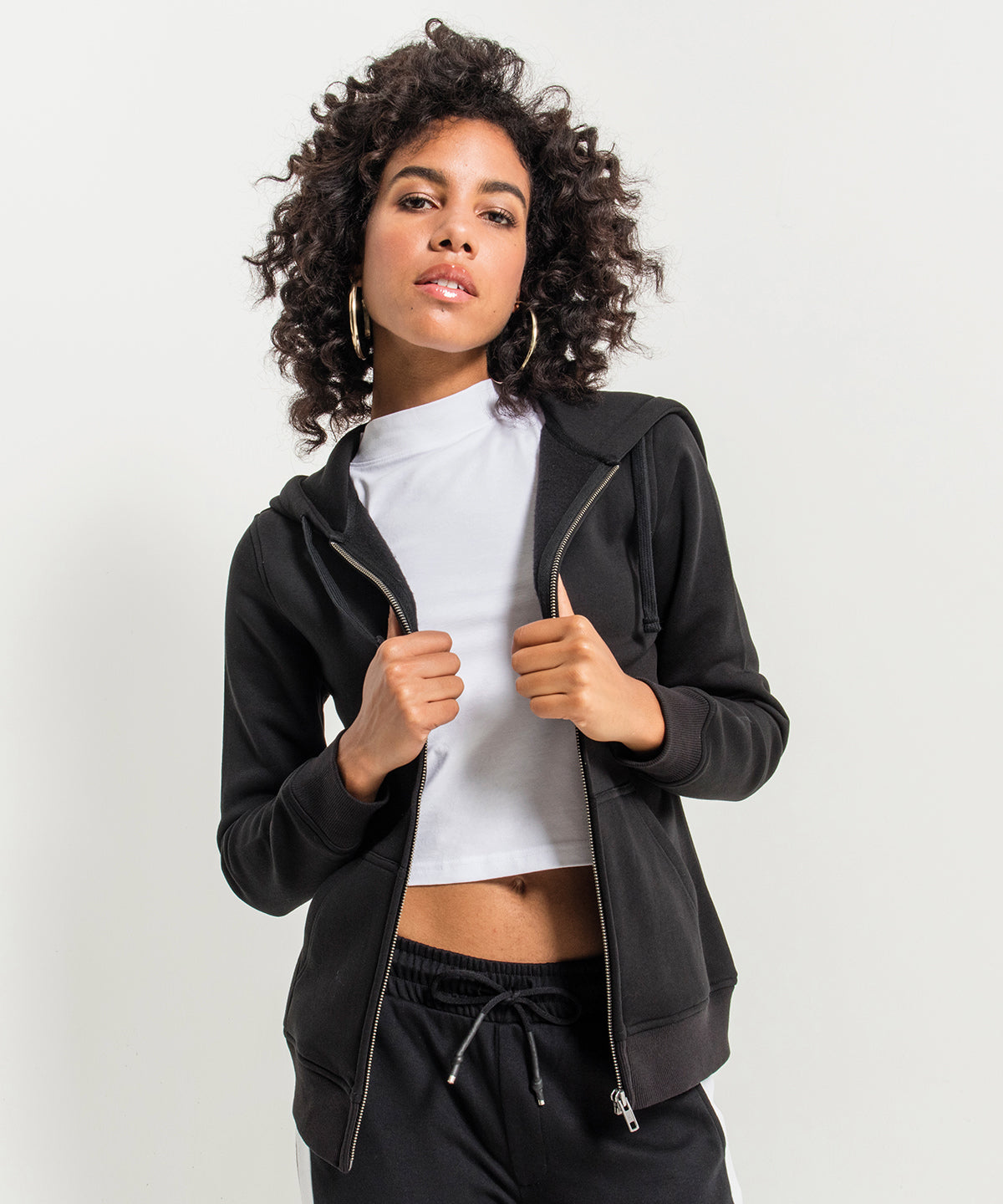 Black - Women's merch zip hoodie - GarmentEmbroidery