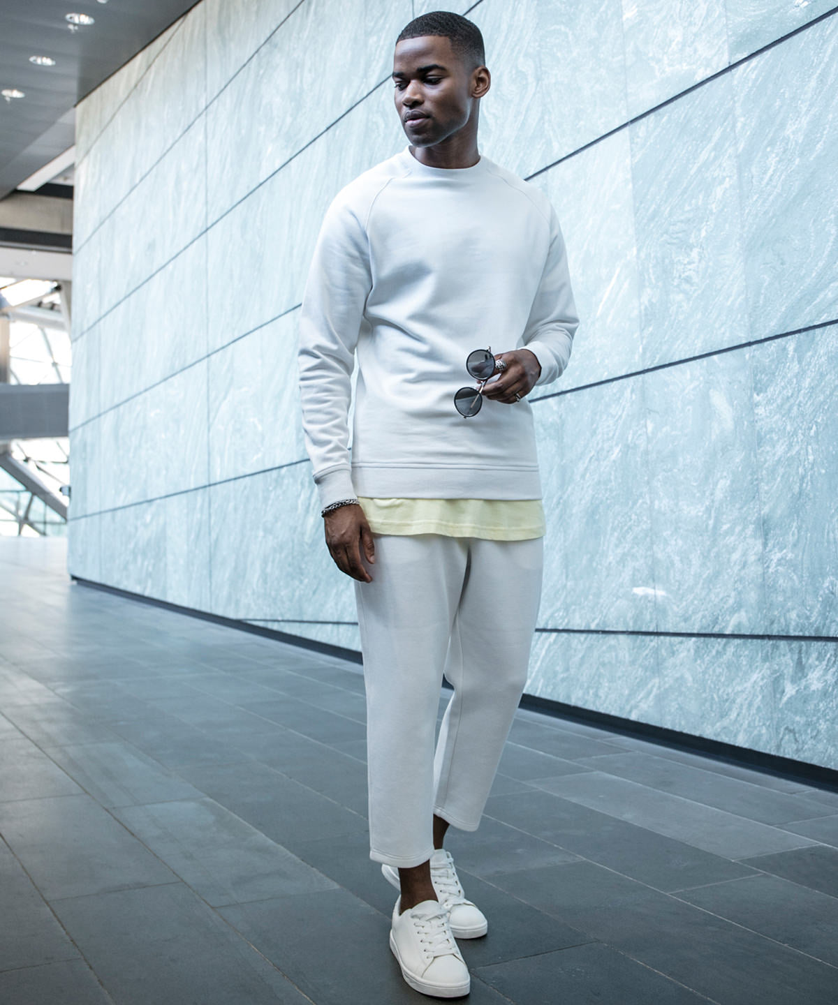 White - Raglan sweat crew neck - GarmentEmbroidery