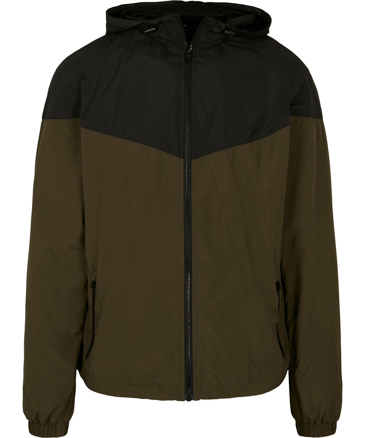 Dark Olive/Black - Two-tone tech windrunner jacket - GarmentEmbroidery