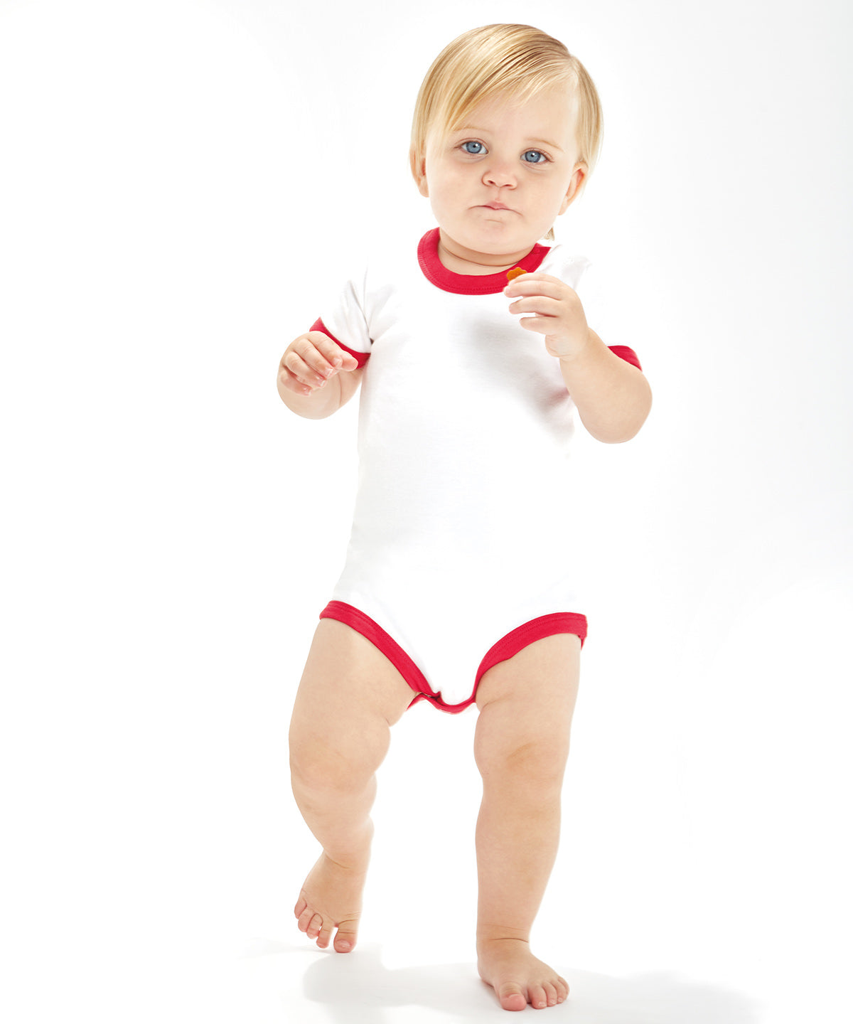 White/Heather Grey Melange - Ringer bodysuit - GarmentEmbroidery