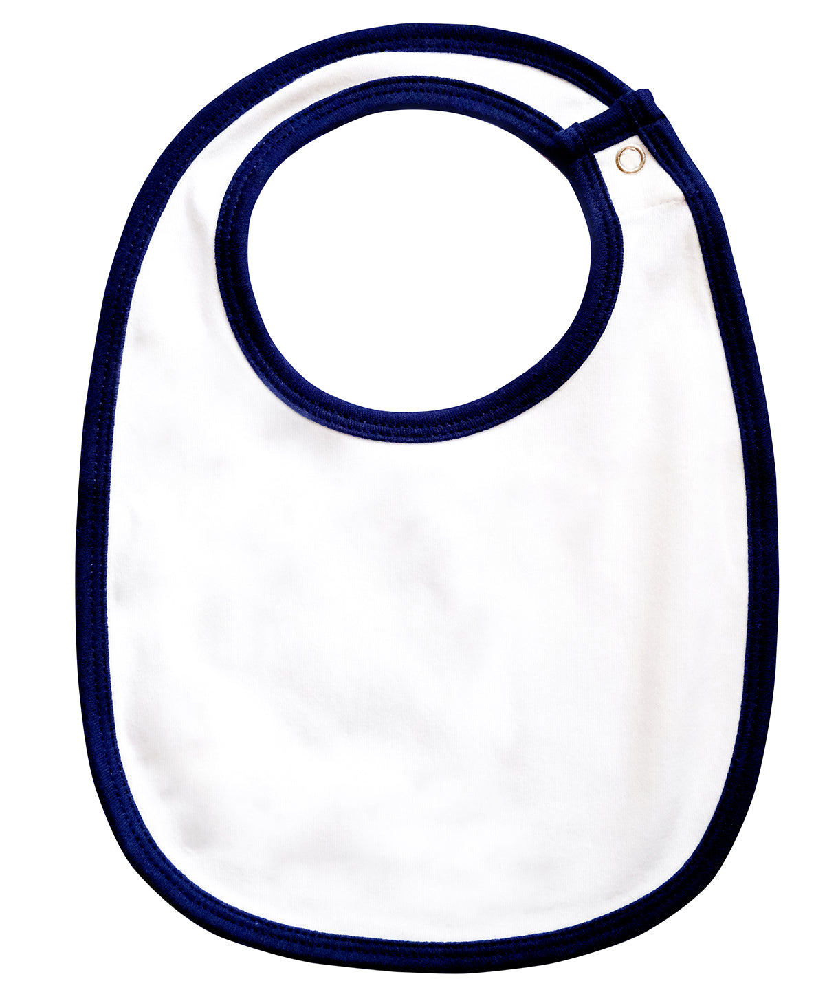 White/Nautical Navy - Single layer bib - GarmentEmbroidery