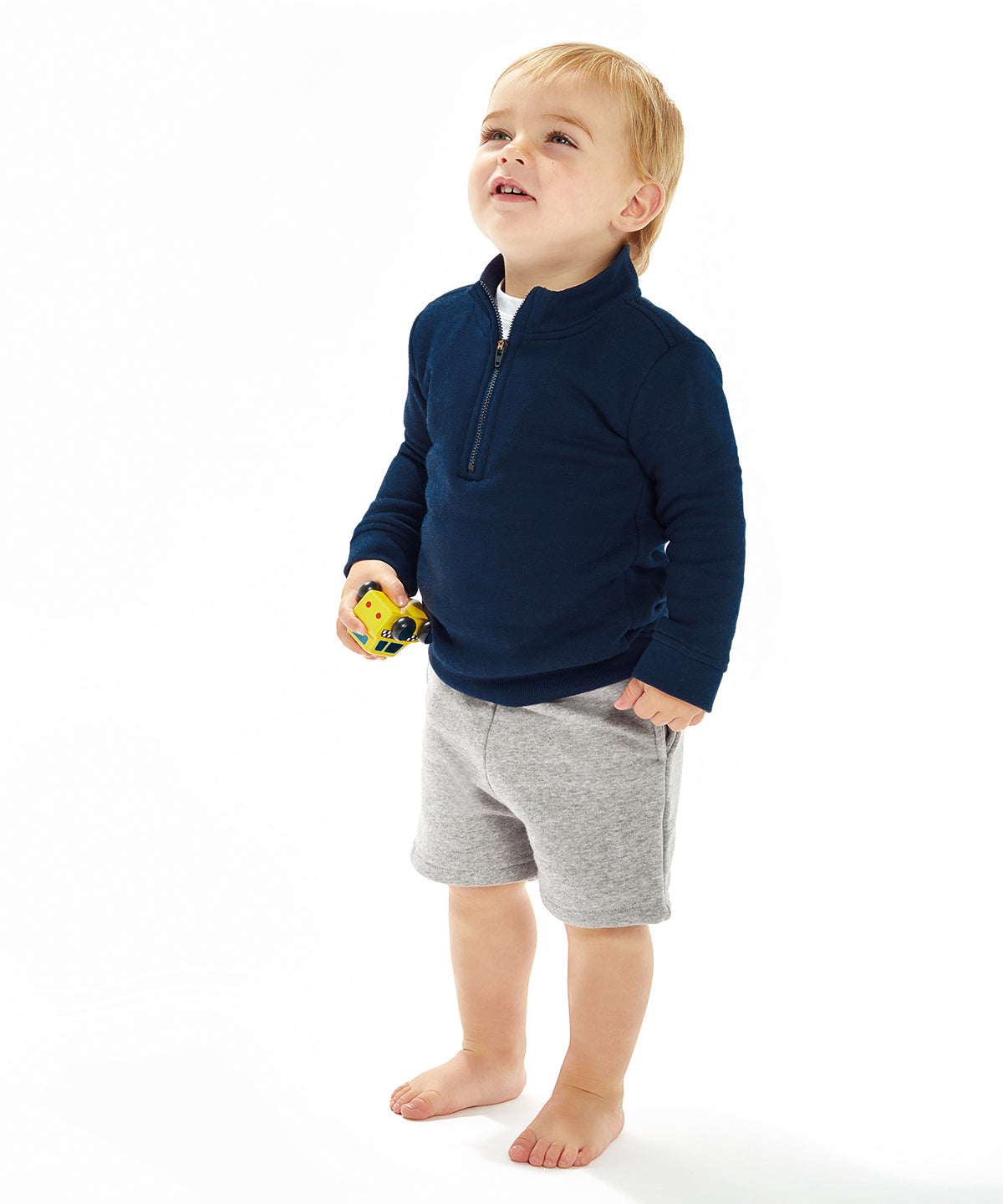 Heather Grey Melange - Baby 1/4 zip sweatshirt - GarmentEmbroidery