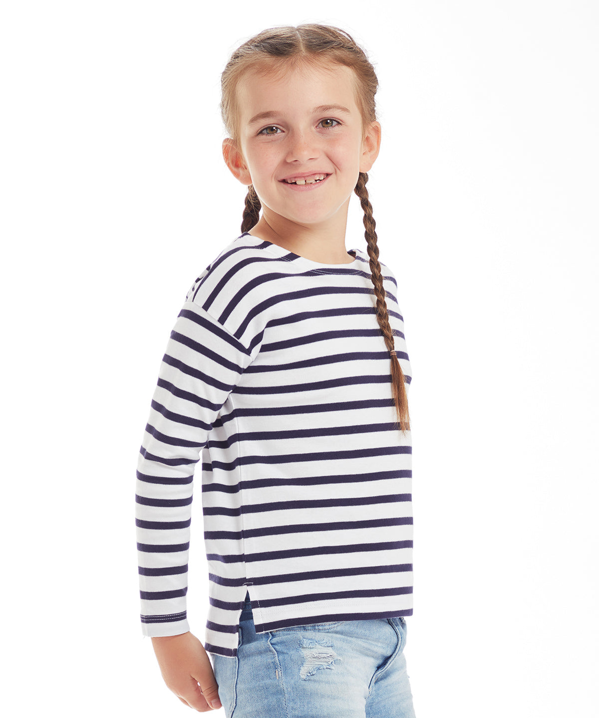 White/Navy - Kids breton T - GarmentEmbroidery