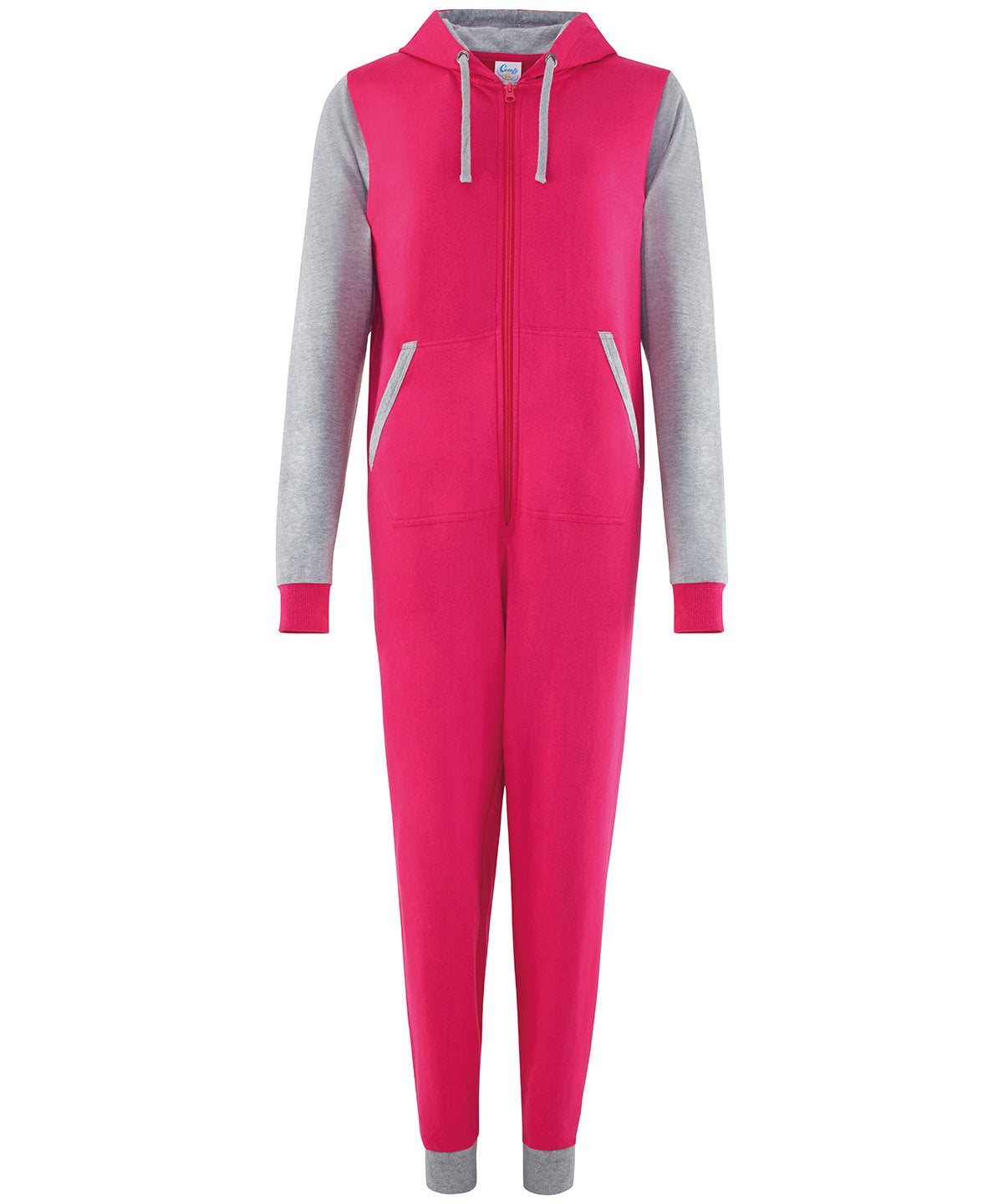 Hot Pink/Heather Grey - Contrast all-in-one - GarmentEmbroidery