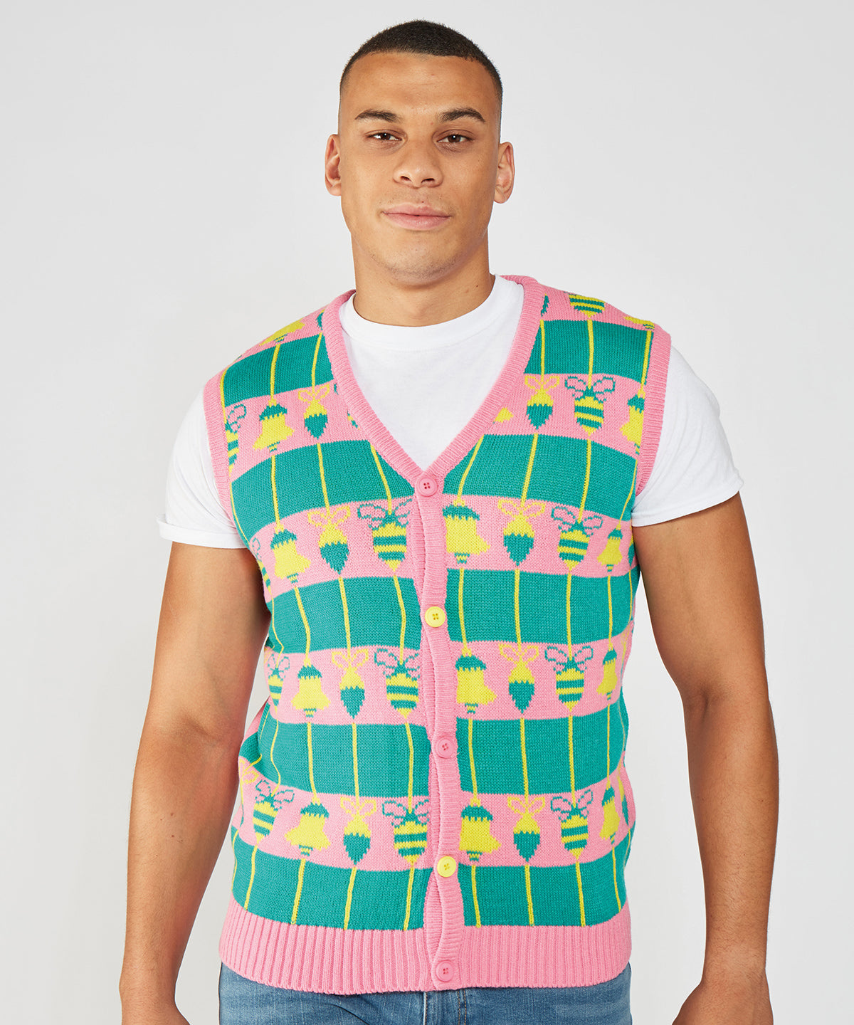 Pink/Green - Unisex loud tank cardigan - GarmentEmbroidery