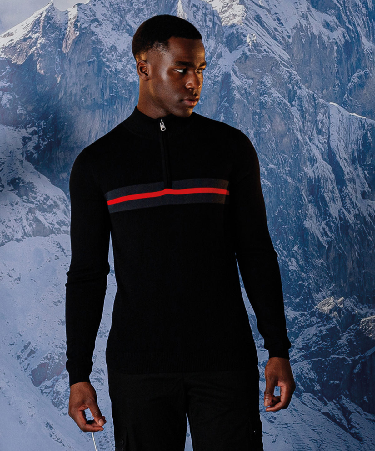 Nightfall Navy/Ebony Grey - Unite Us 1/4 zip knitted sweater - GarmentEmbroidery