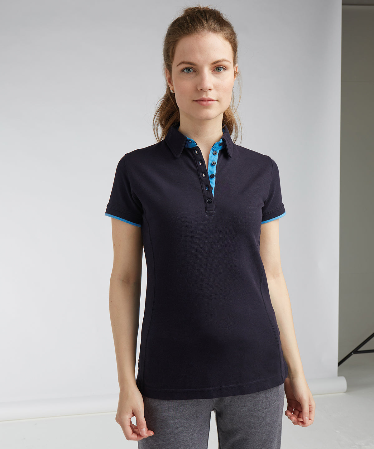 Navy/Marine - Women's contrast piqué polo shirt - GarmentEmbroidery