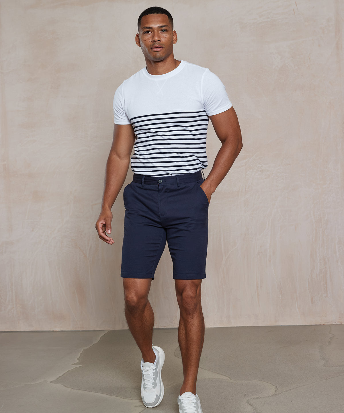White - Stretch chino shorts - GarmentEmbroidery