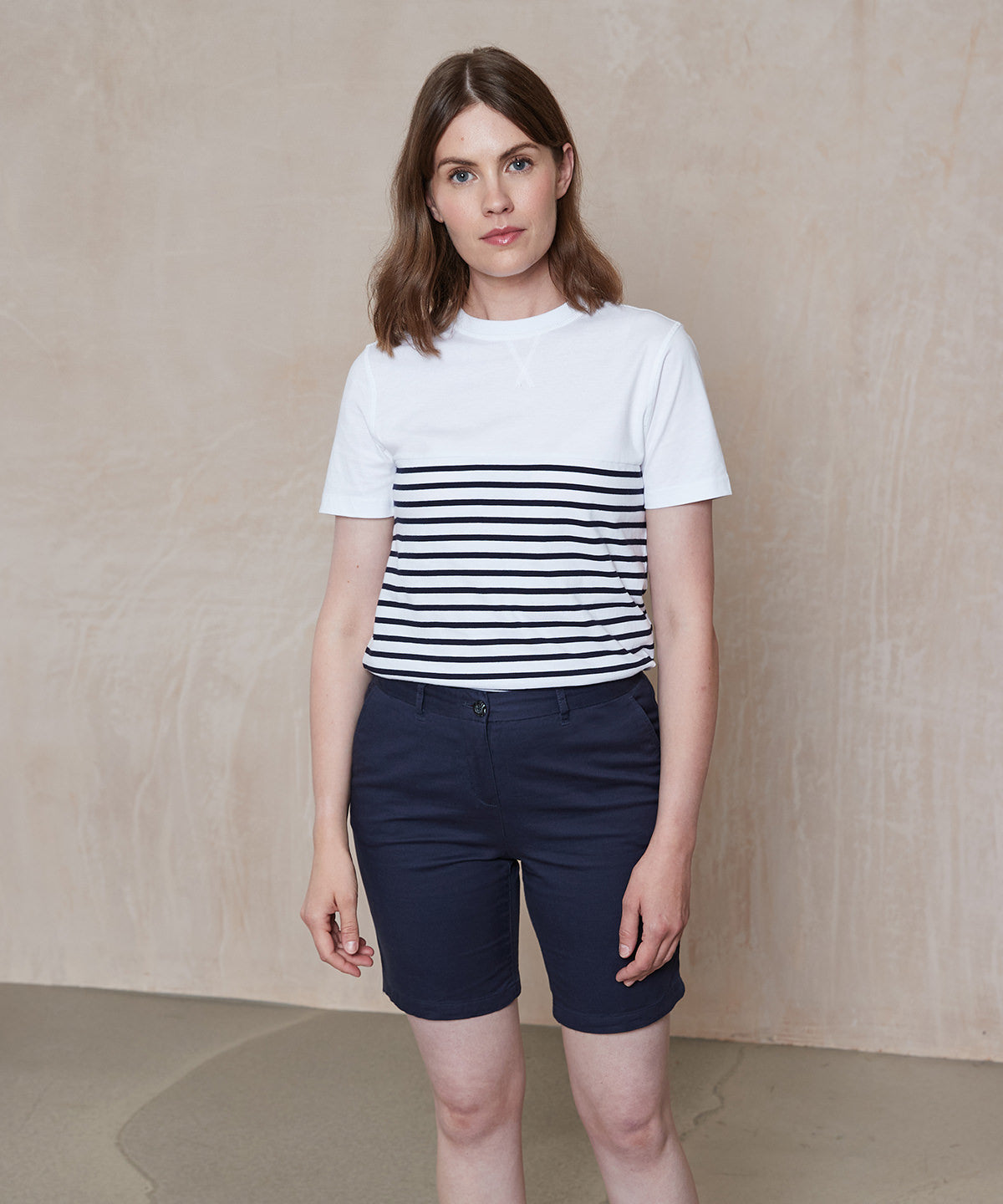 White - Women's stretch chino shorts - GarmentEmbroidery