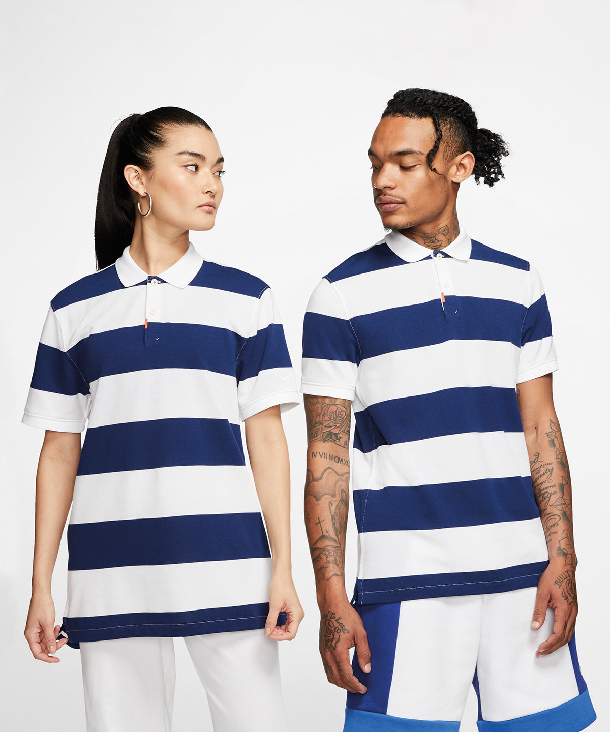 Blue Void/White/White - The Nike polo golf stripe slim - GarmentEmbroidery
