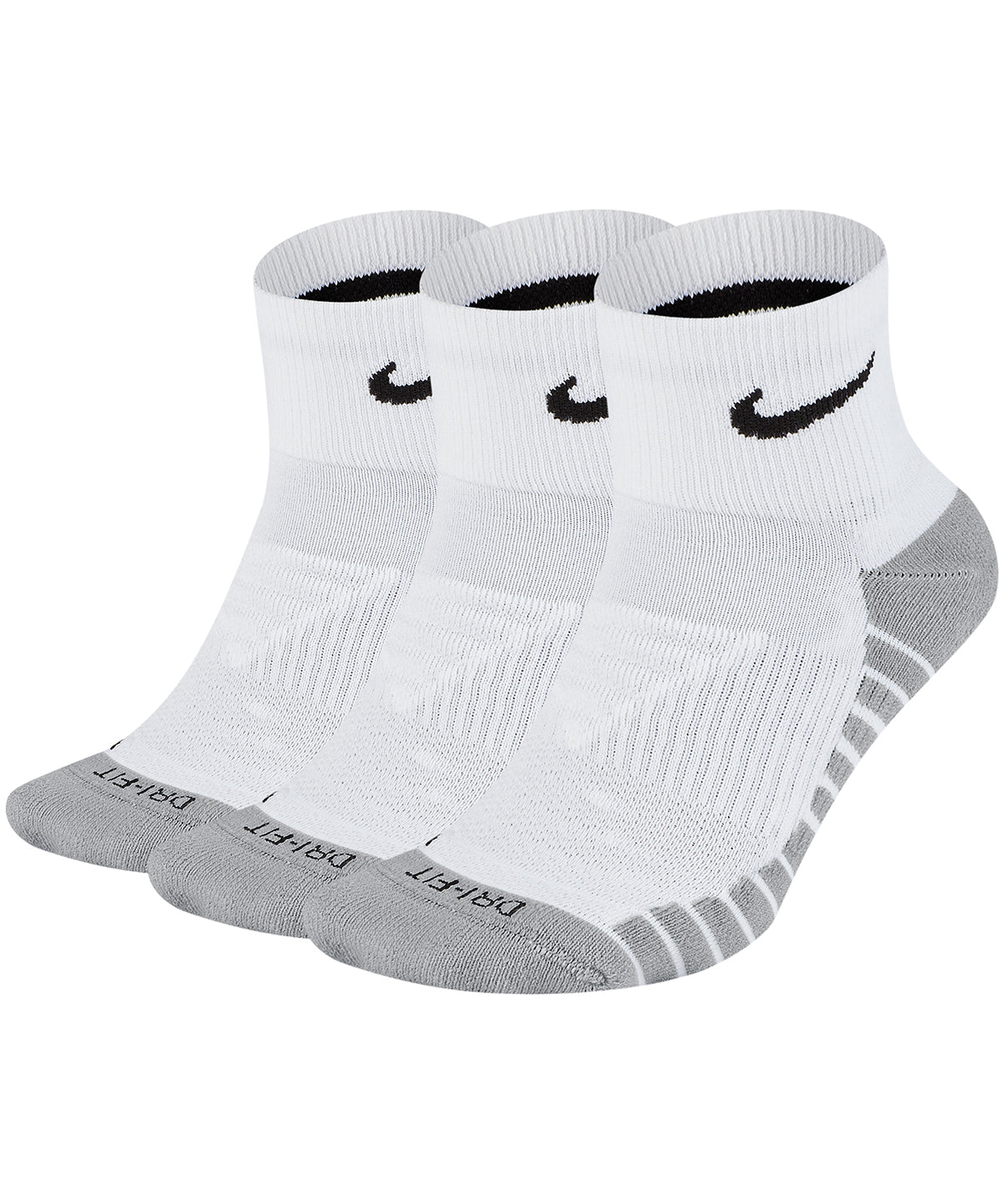 White/Wolf Grey/Black - Nike everyday max cushioned ankle sock (3 pairs) - GarmentEmbroidery