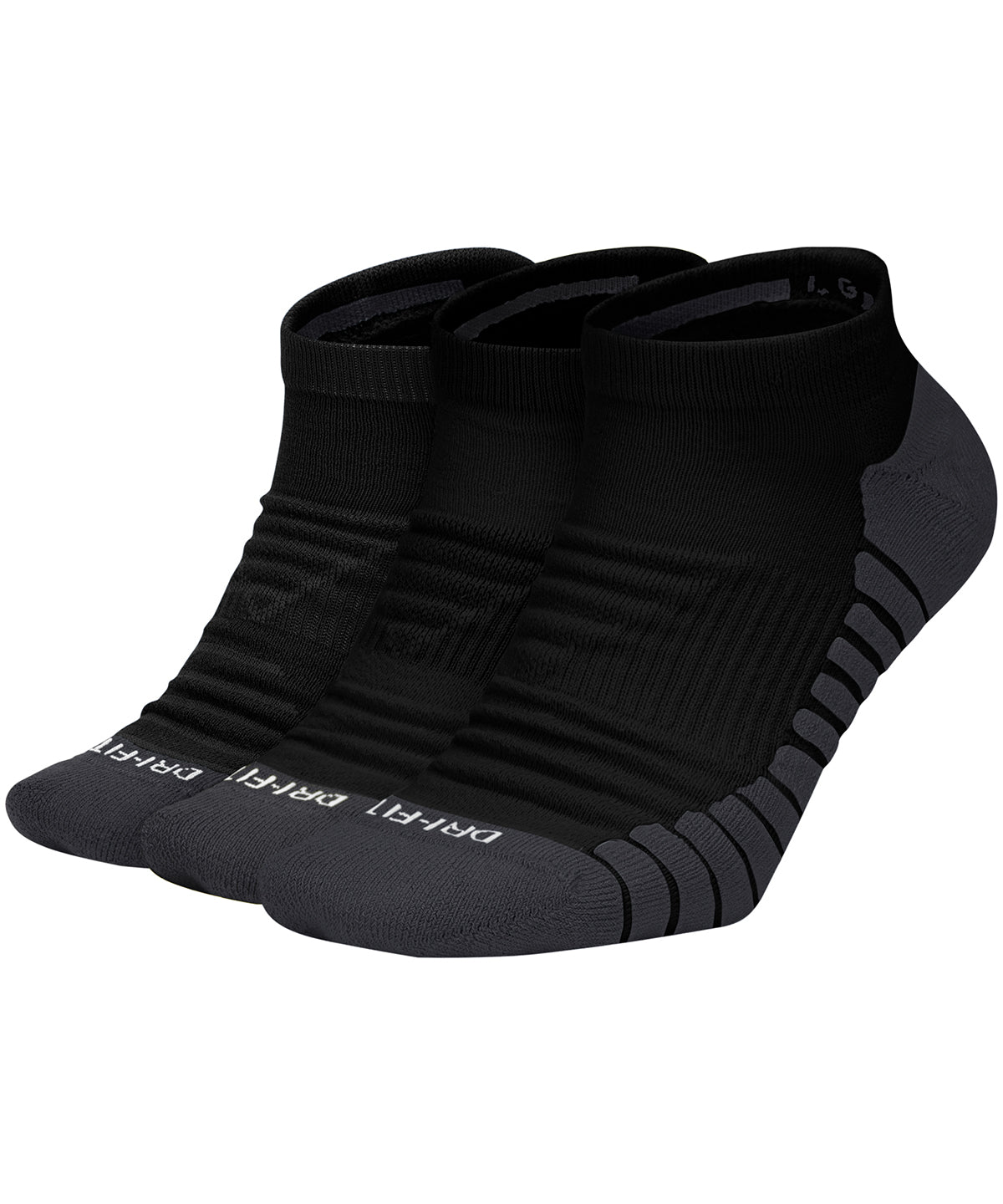 Black/Anthracite/White - Nike everyday max cushioned no show sock (3 pairs) - GarmentEmbroidery