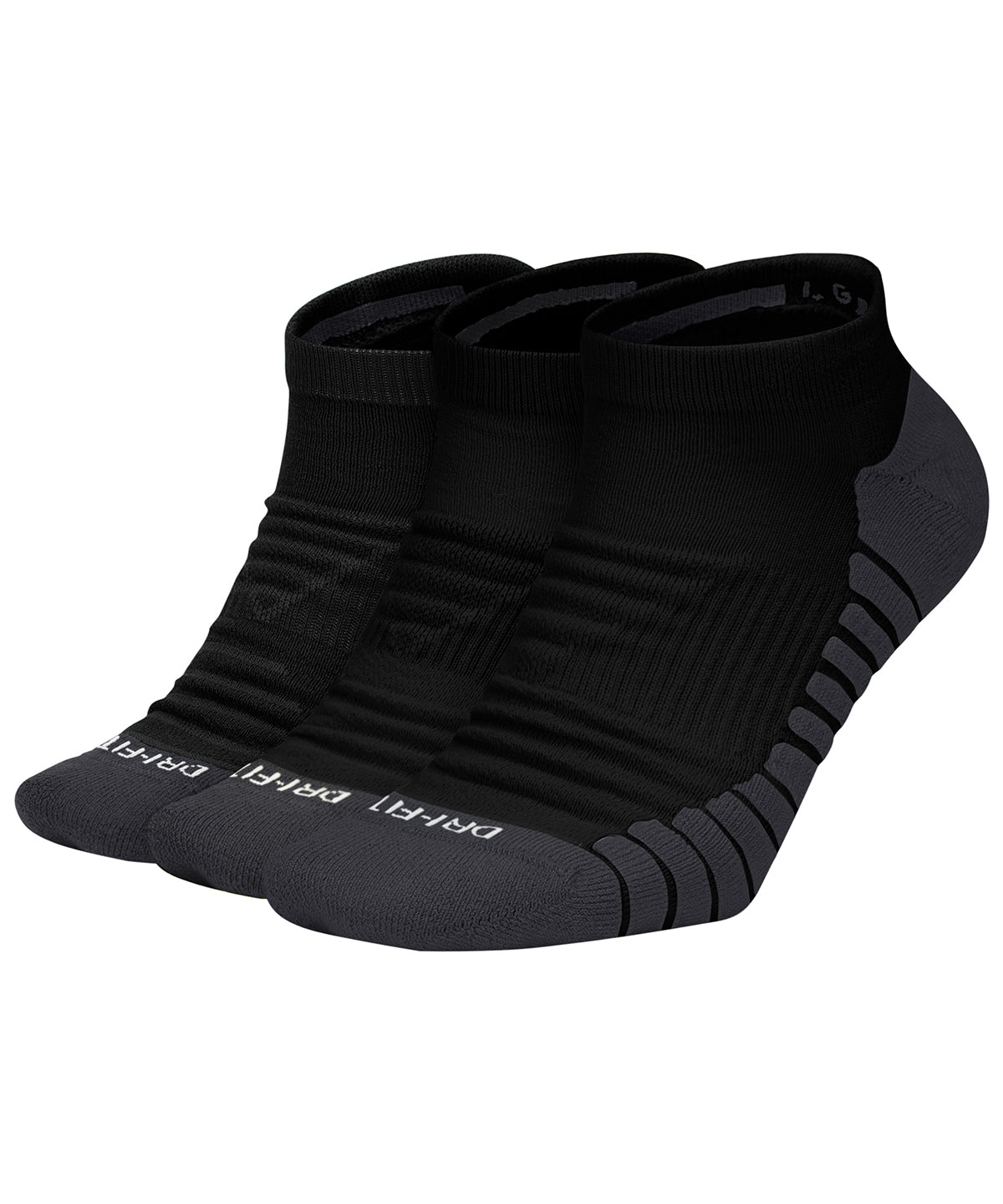 Black/Anthracite/White - Nike everyday max cushioned no show sock (3 pairs) - GarmentEmbroidery