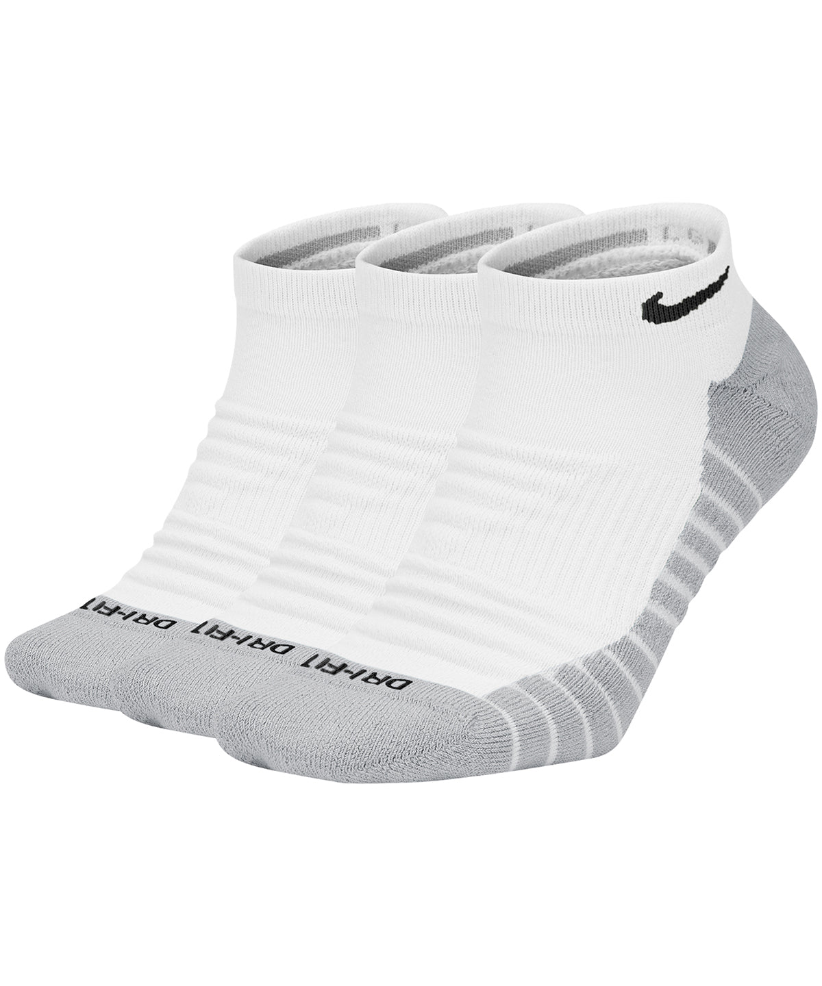 White/Wolf Grey/Black - Nike everyday max cushioned no show sock (3 pairs) - GarmentEmbroidery