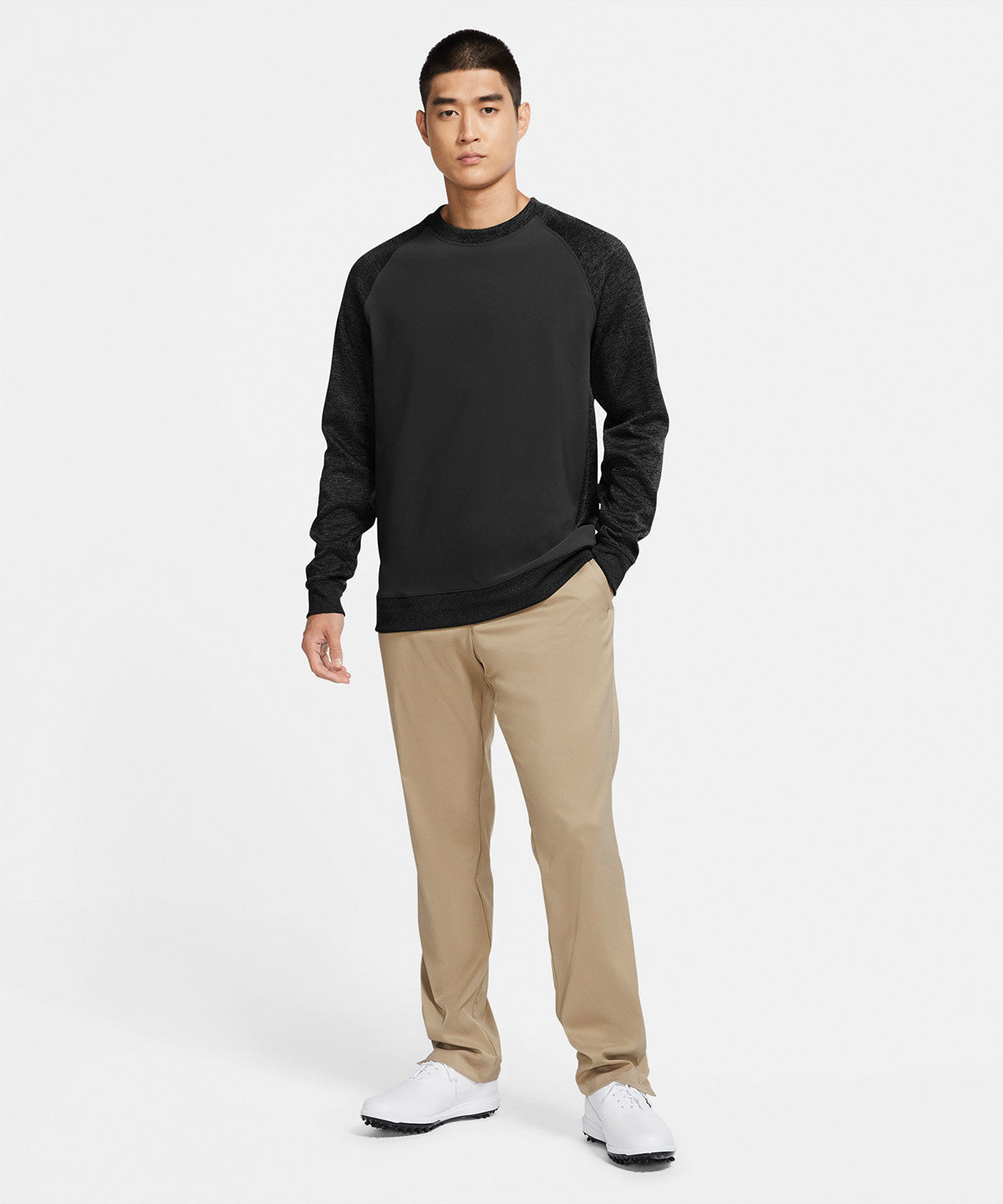 Black - Dri-FIT player long sleeve golf crew - GarmentEmbroidery
