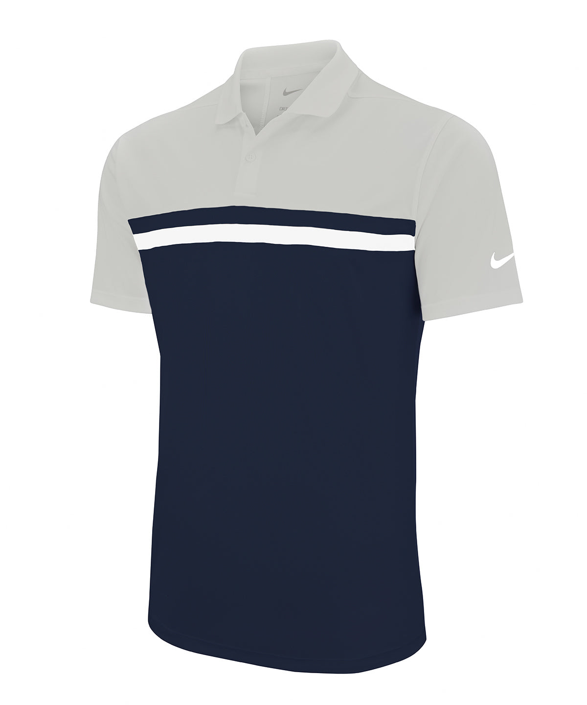 Light Smoke Grey/Obsidian/White/White - Nike Victory colour block polo - GarmentEmbroidery