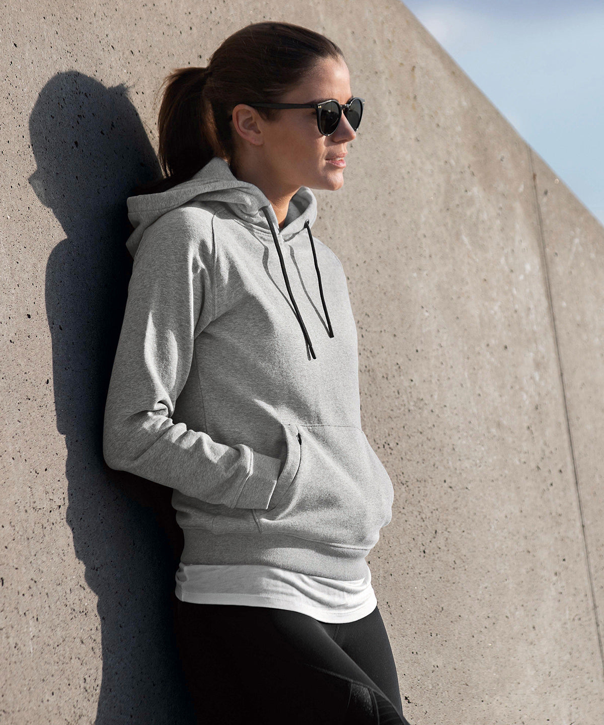 Grey Melange - Women’s Fresno hooded sweatshirt - GarmentEmbroidery