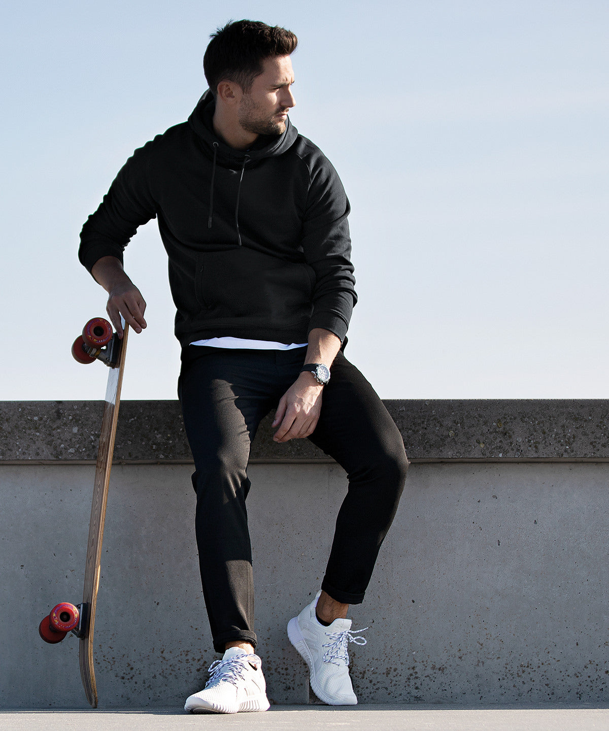 Grey Melange - Fresno hooded sweatshirt - GarmentEmbroidery