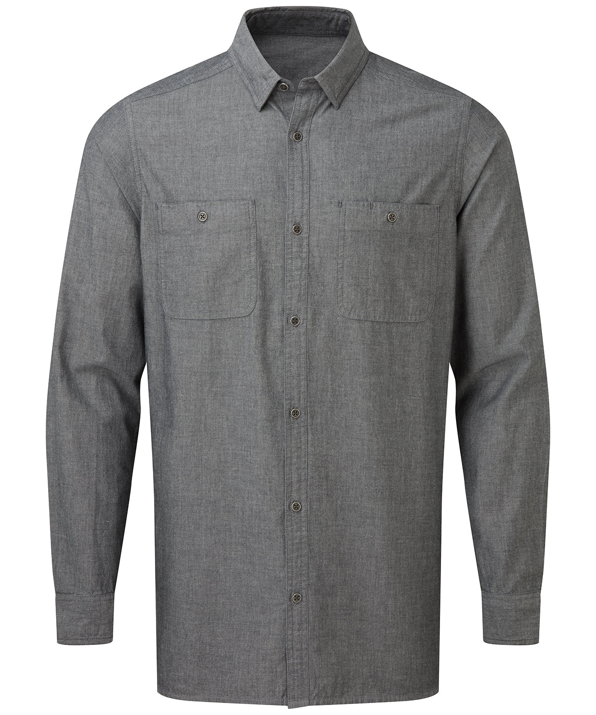 Grey Denim - Men’s Chambray shirt, organic and Fairtrade certified - GarmentEmbroidery