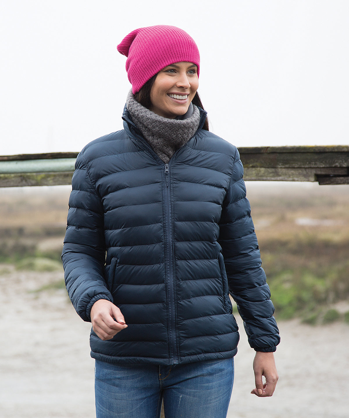 Frost Grey - Women's ice bird padded jacket - GarmentEmbroidery