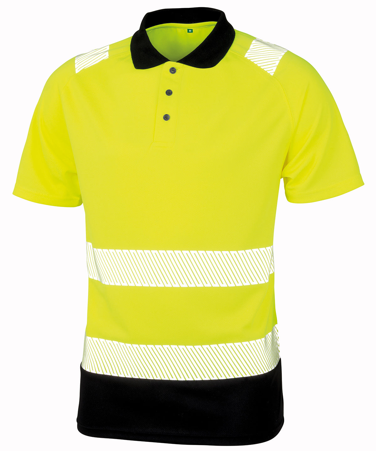 Fluorescent Yellow/Black - Recycled safety polo - GarmentEmbroidery
