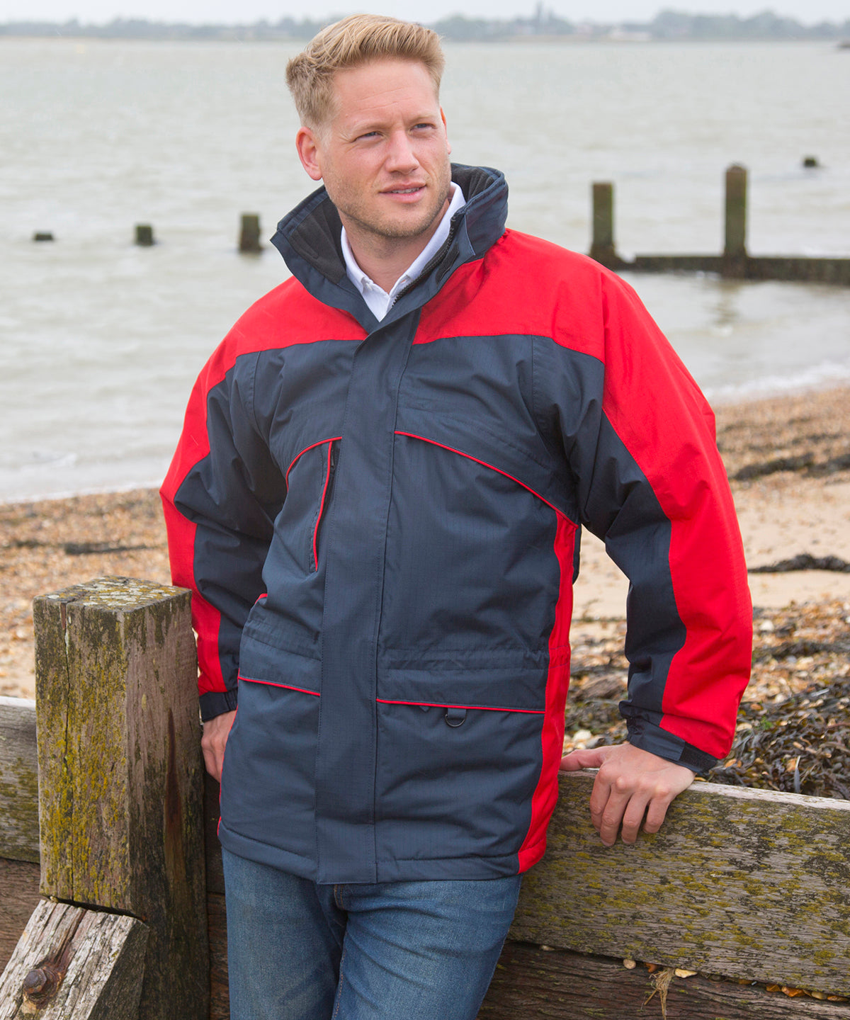 Navy/Red - Seneca hi-activity jacket - GarmentEmbroidery