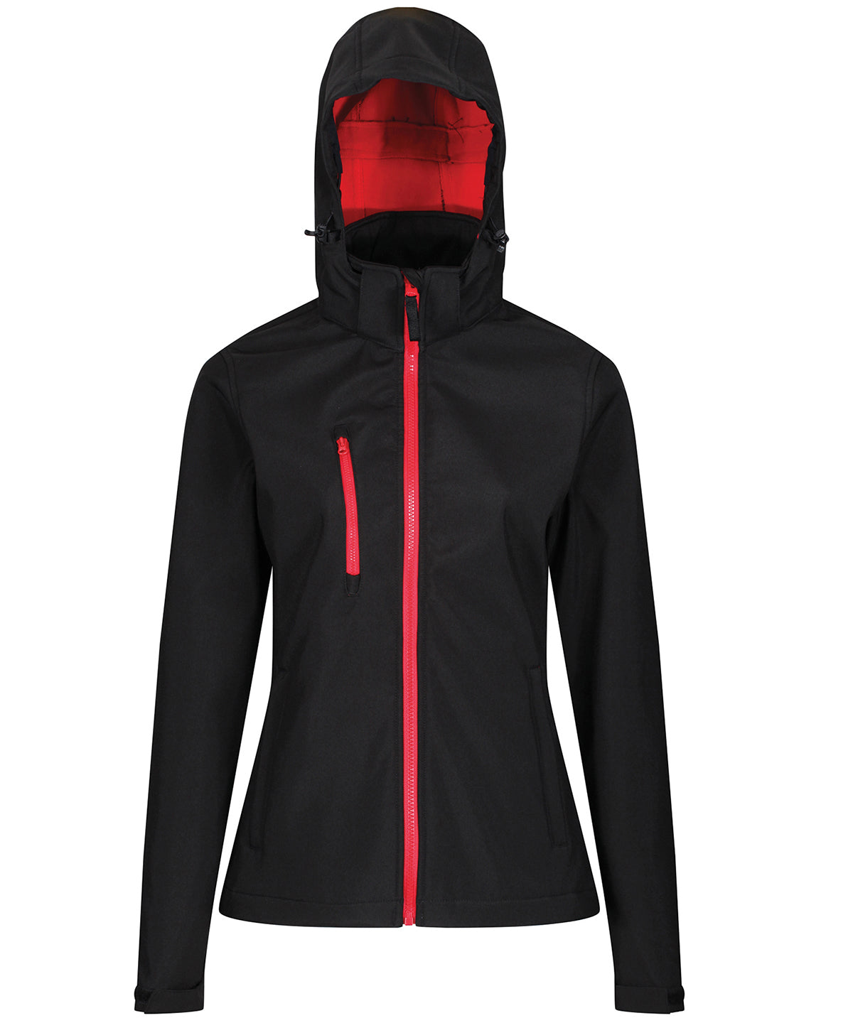 Black/Red - Women's venturer 3-layer hooded softshell jacket - GarmentEmbroidery