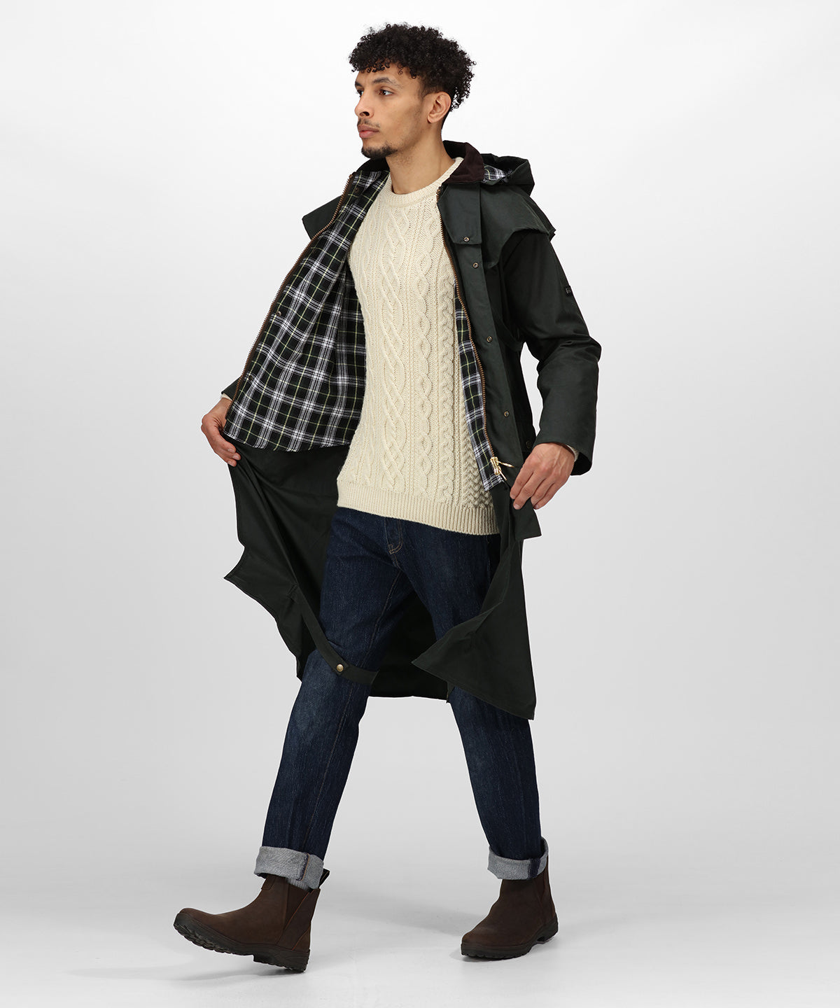 Brown - Cranbrook caped wax riding jacket - GarmentEmbroidery