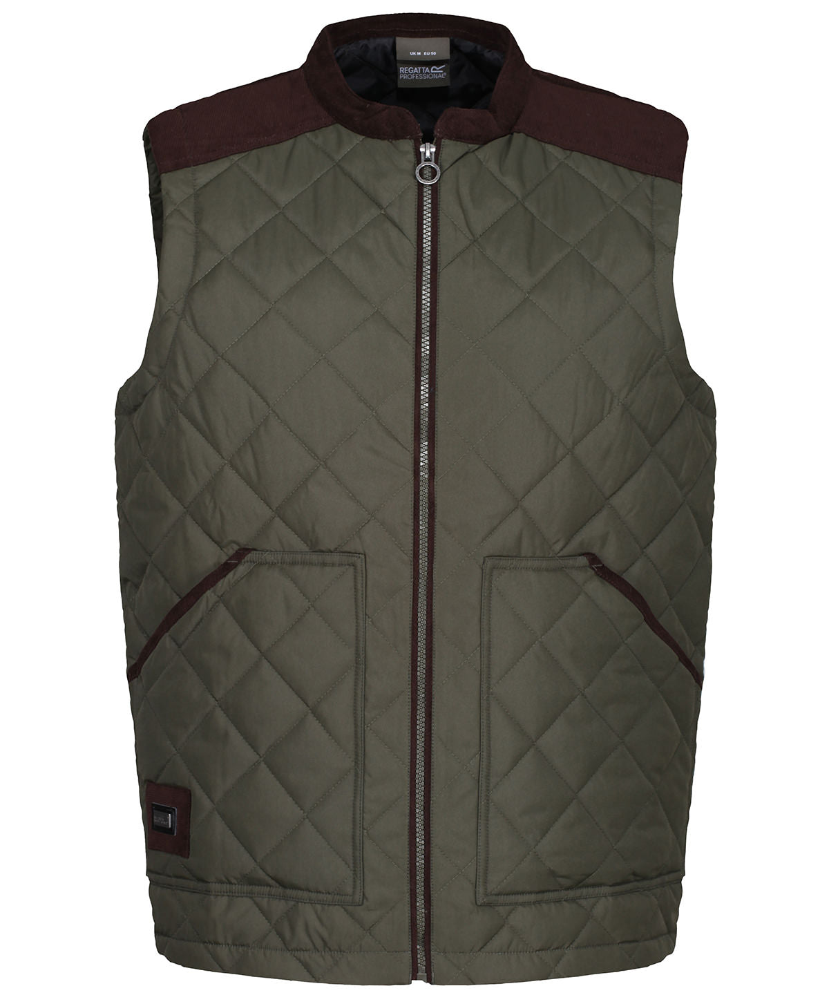 Dark Khaki - Moreton diamond quily gilet - GarmentEmbroidery