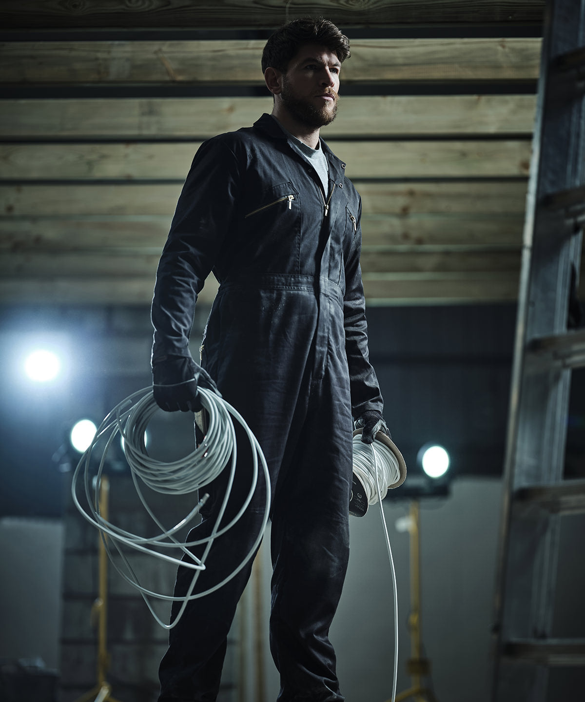 White - Pro zip fasten coverall - GarmentEmbroidery