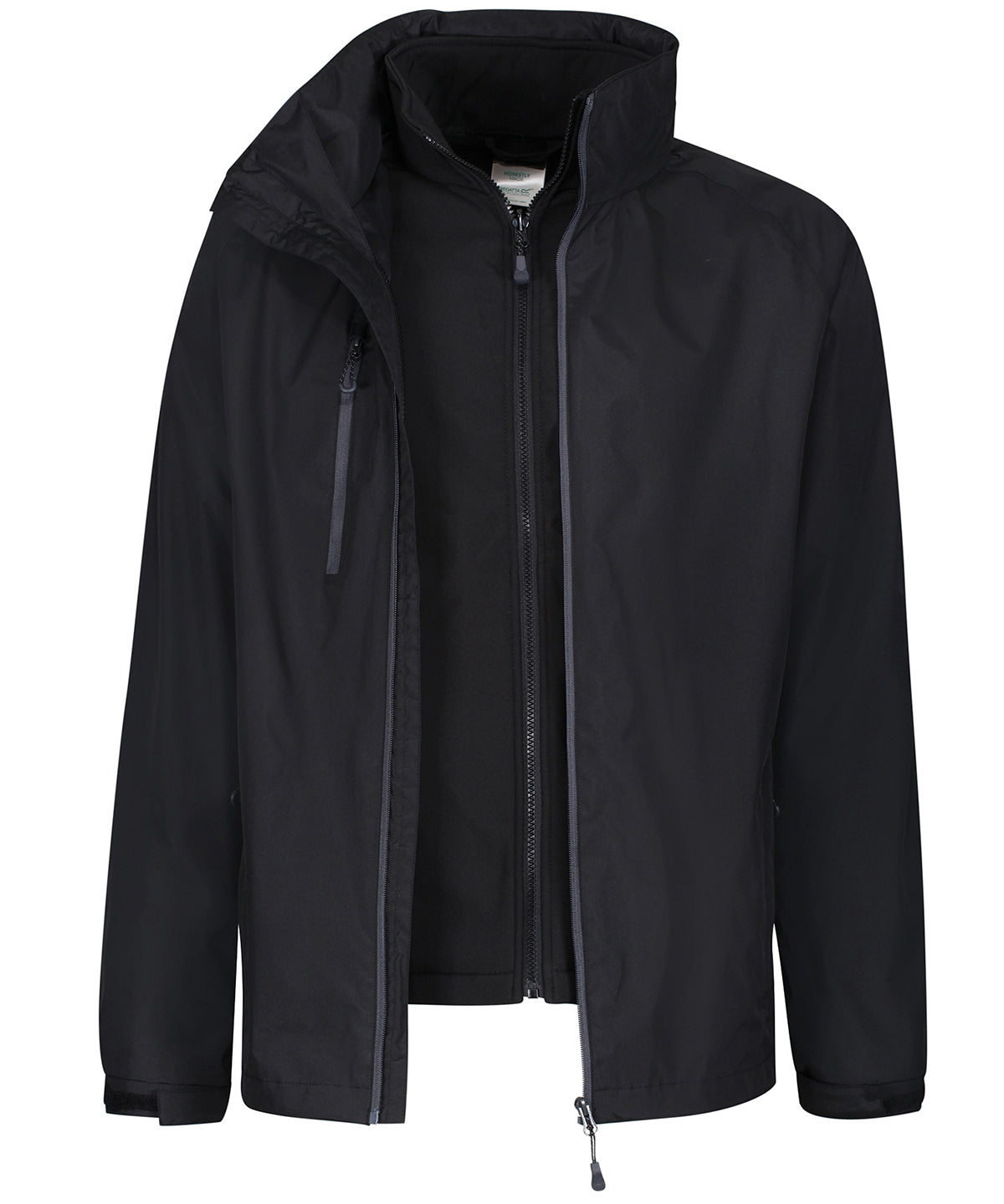 Black - Honestly made recycled 3-in-1 jacket - GarmentEmbroidery