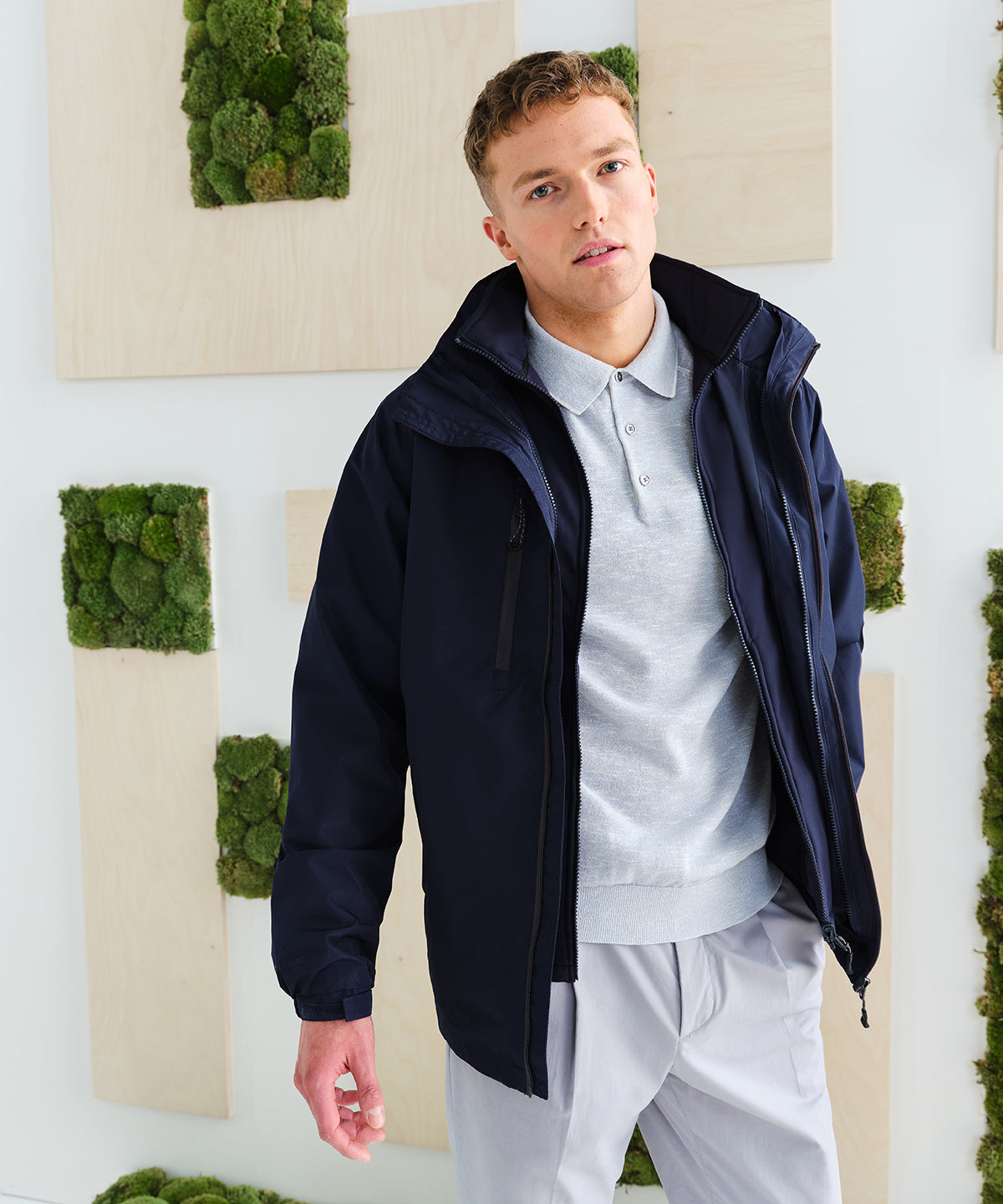 Navy - Honestly made recycled 3-in-1 jacket - GarmentEmbroidery