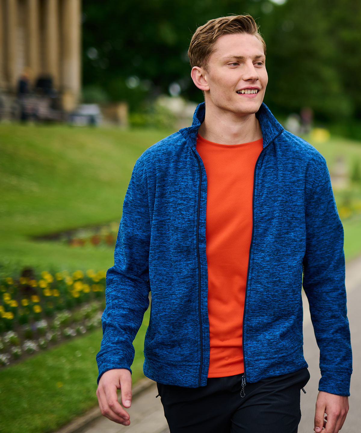 Dark Khaki Marl - Thornly full-zip marl fleece - GarmentEmbroidery