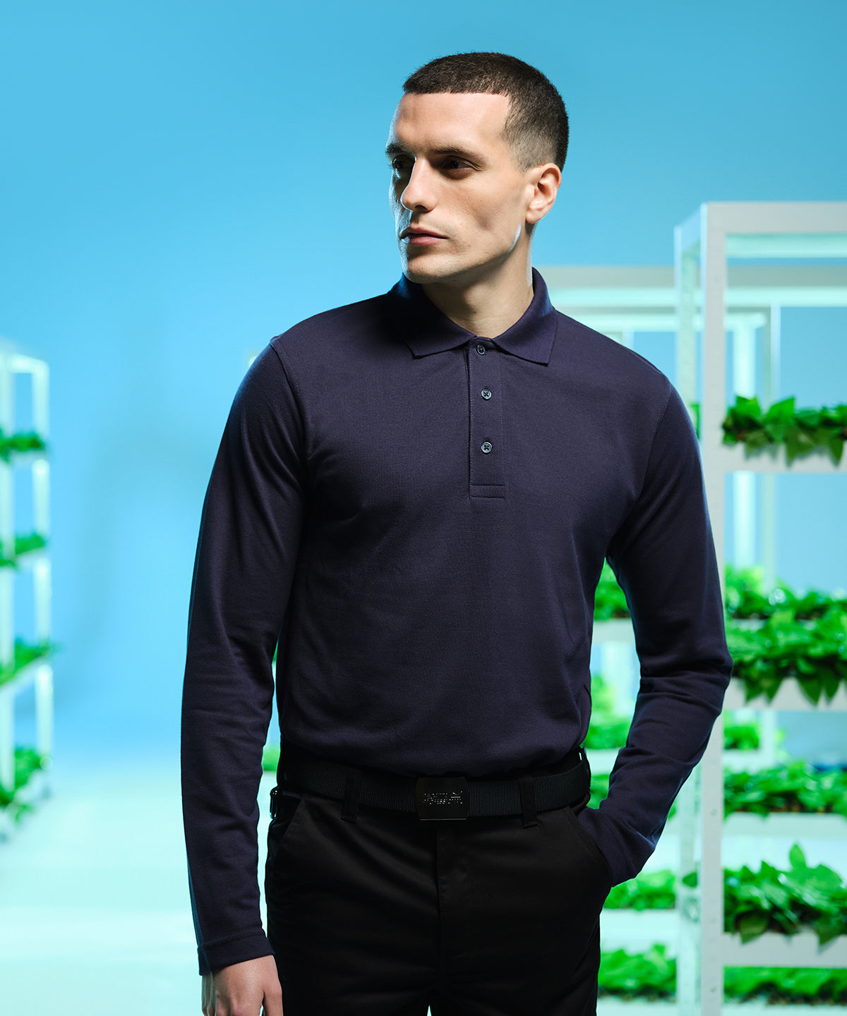New Royal - Pro 65/35 long sleeve polo - GarmentEmbroidery