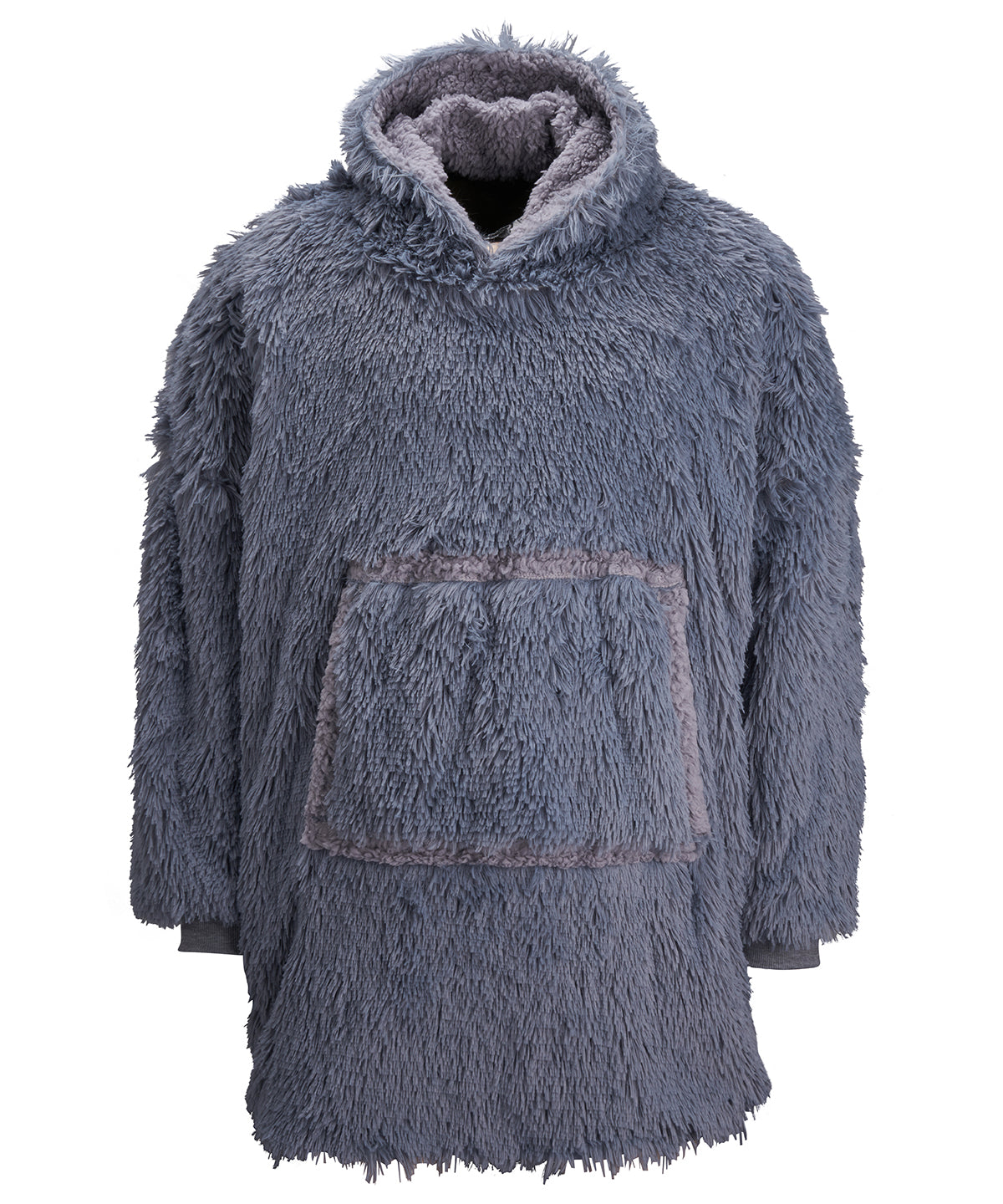 Grey - The Ribbon oversized cosy reversible shaggy sherpa hoodie - GarmentEmbroidery