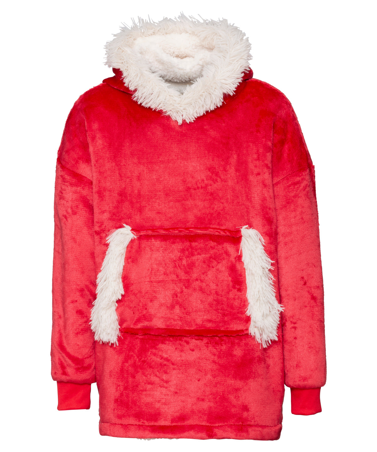 Christmas Red - The Kids Ribbon oversized cosy reversible sherpa hoodie - GarmentEmbroidery