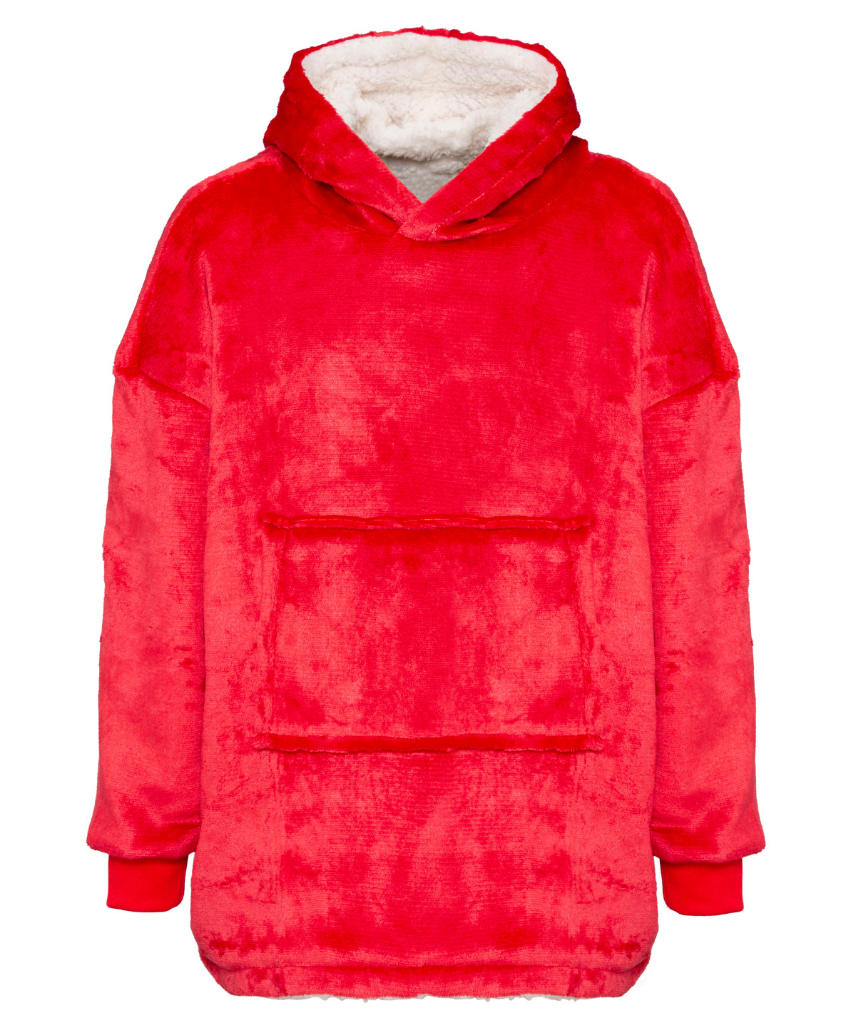 Red - The Kids Ribbon oversized cosy reversible sherpa hoodie - GarmentEmbroidery