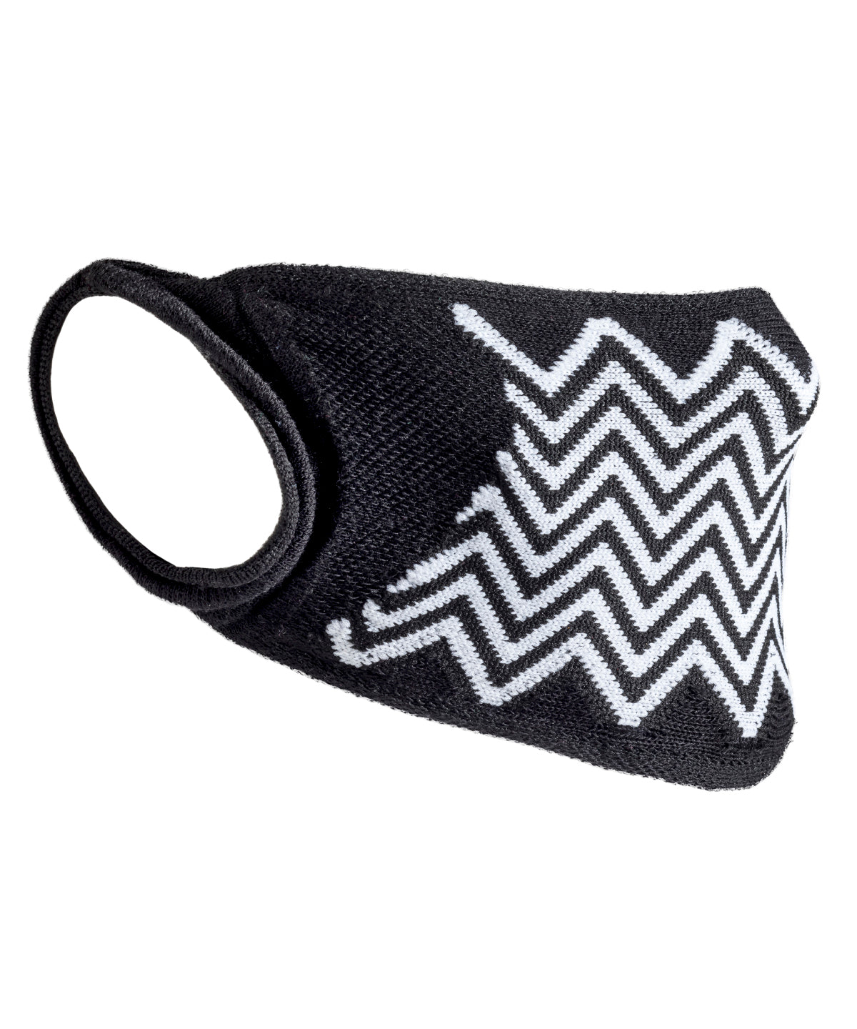 Black/White - Natural yarn antibacterial zig zag face mask (Non-PPE) (Pack of 5) - GarmentEmbroidery