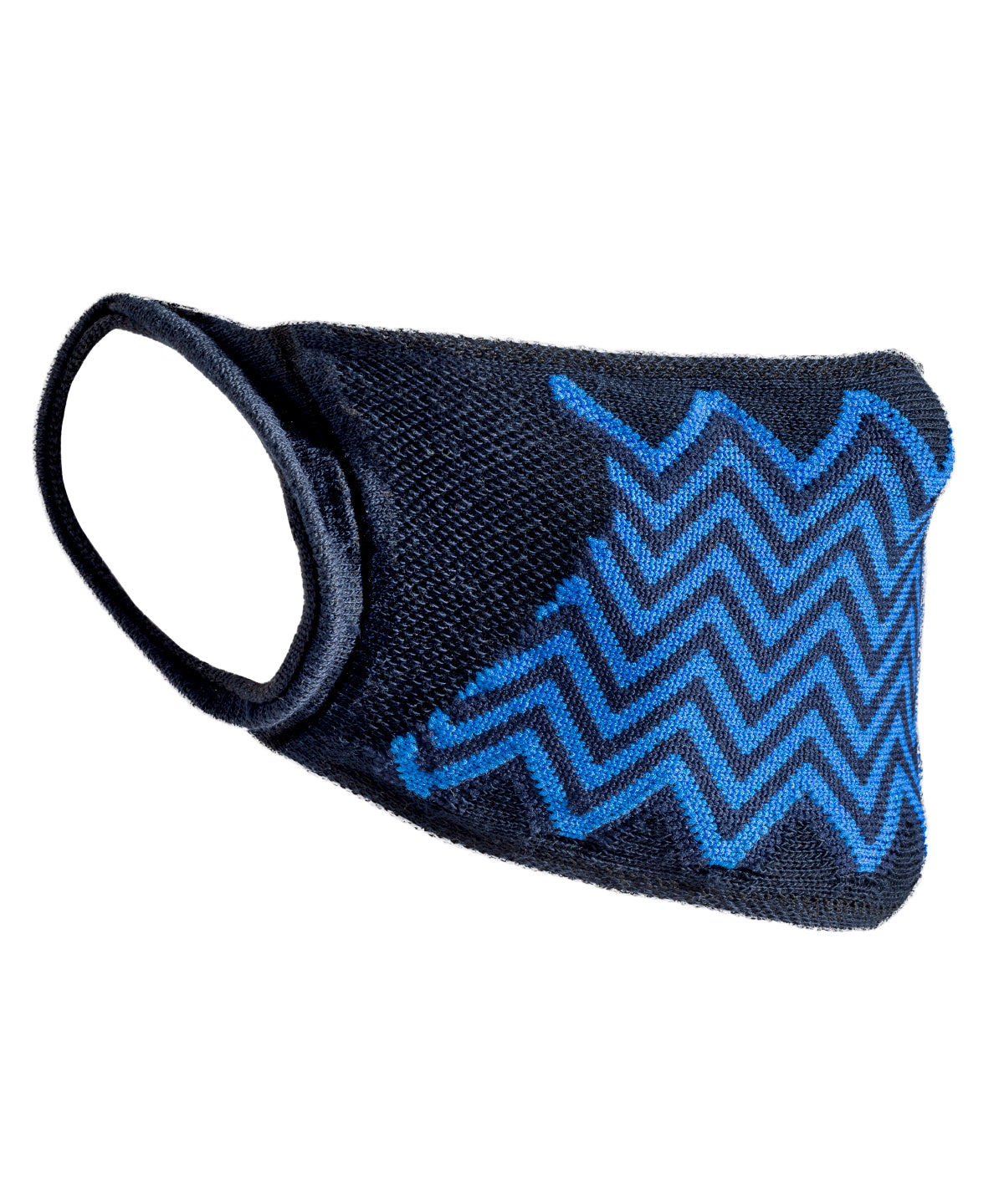 Navy/Royal - Natural yarn antibacterial zig zag face mask (Non-PPE) (Pack of 5) - GarmentEmbroidery