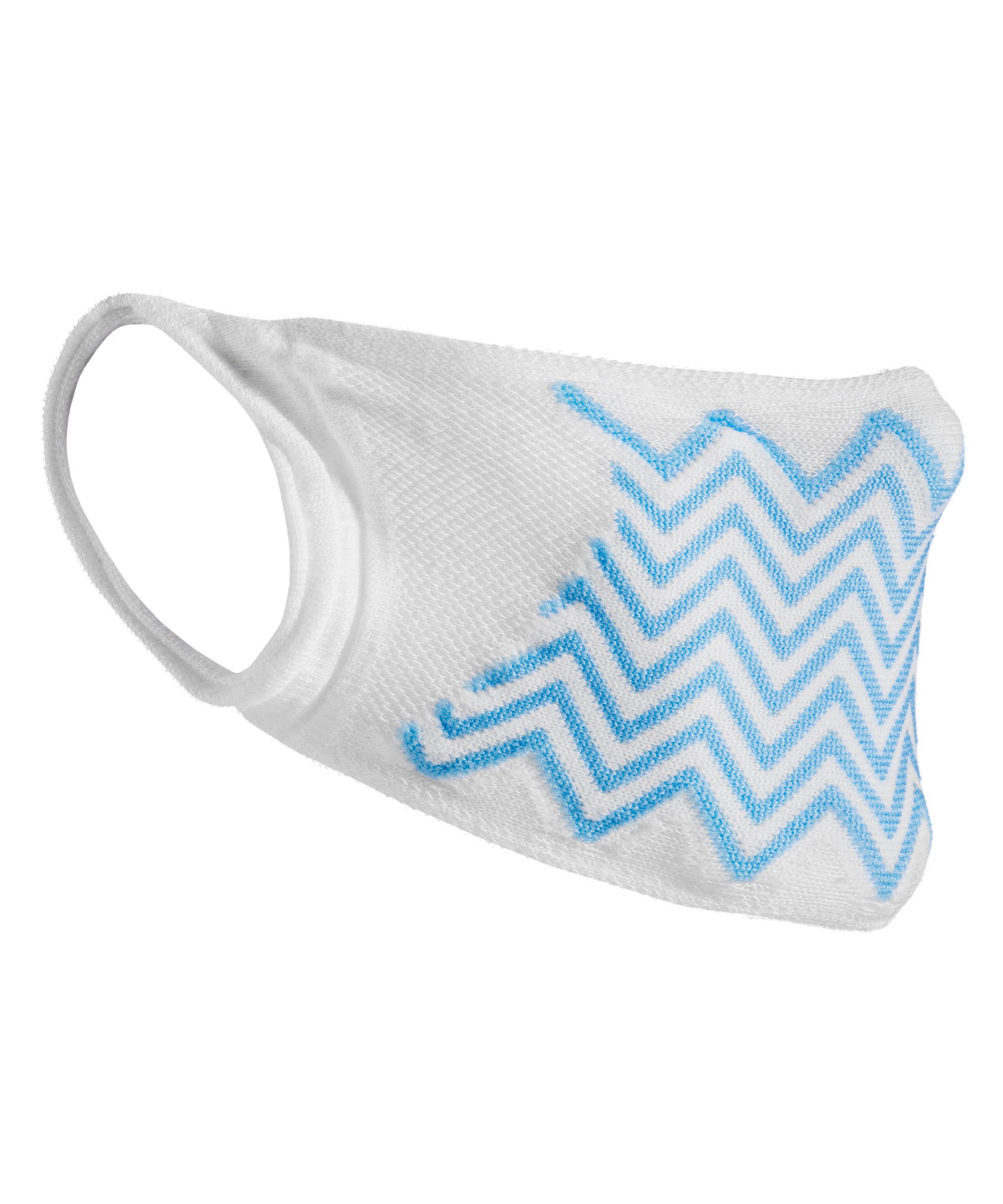 White/Sky - Natural yarn antibacterial zig zag face mask (Non-PPE) (Pack of 5) - GarmentEmbroidery