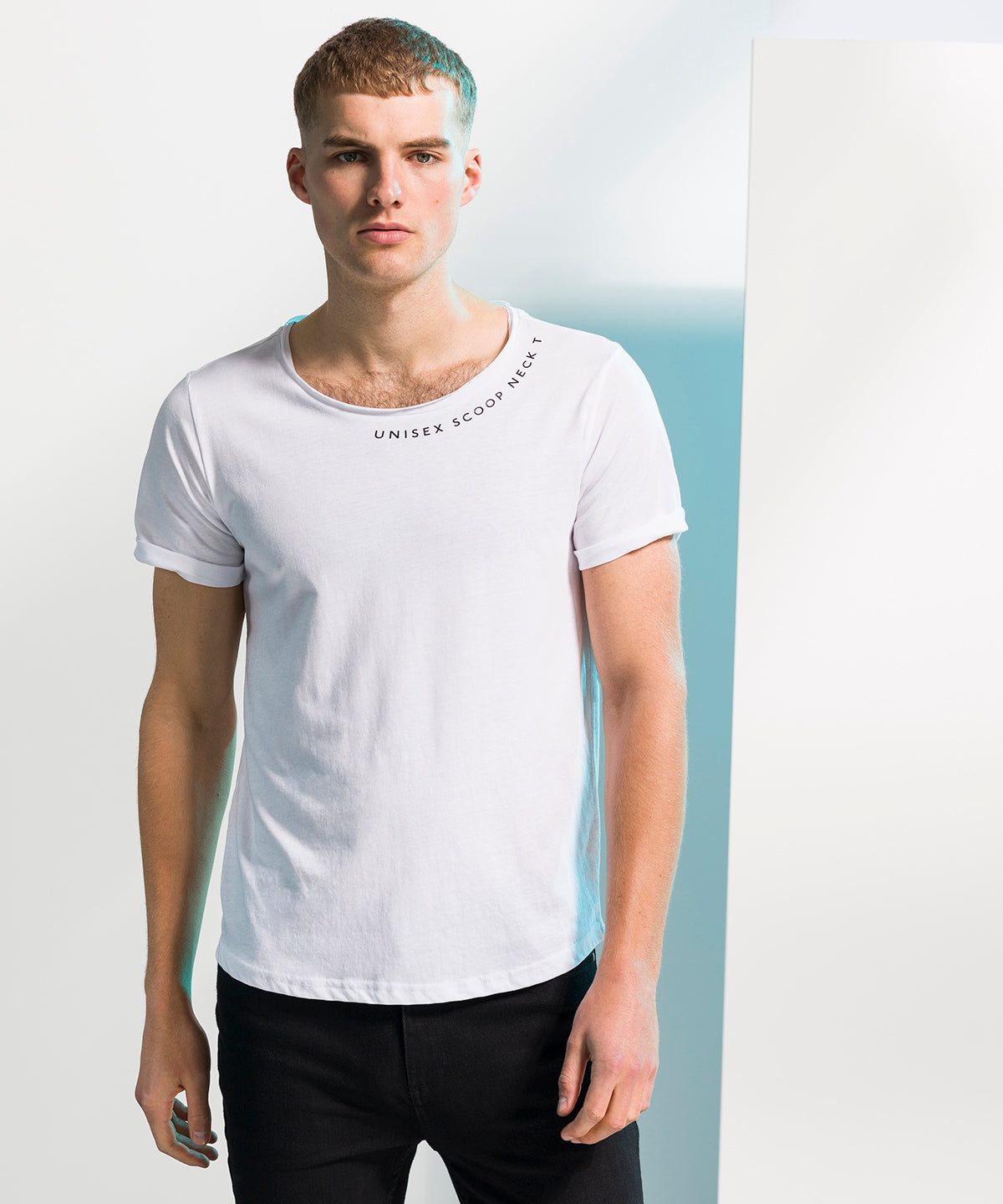 Black - Unisex scoop neck T - GarmentEmbroidery