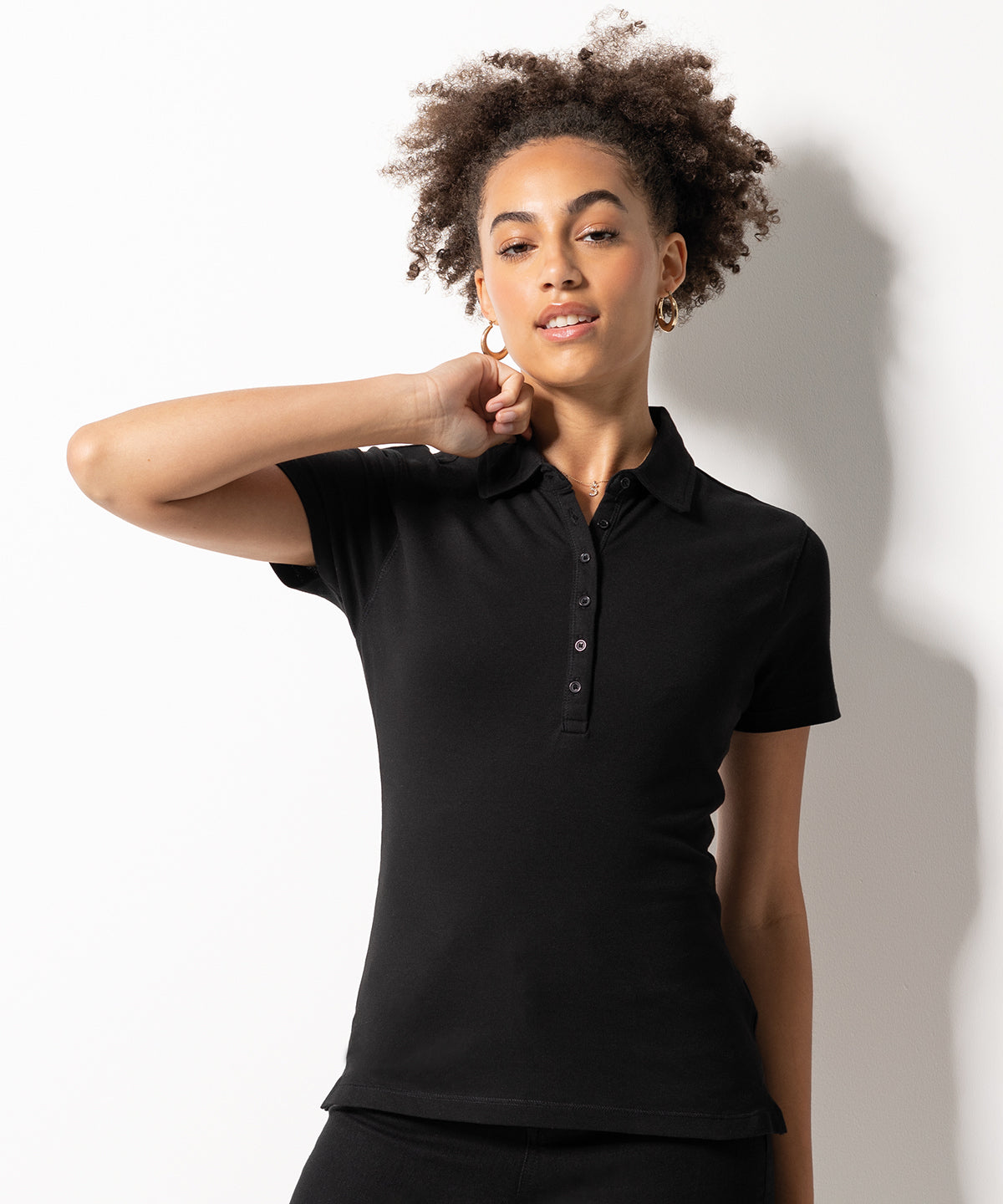 White - Women's short sleeve stretch polo - GarmentEmbroidery