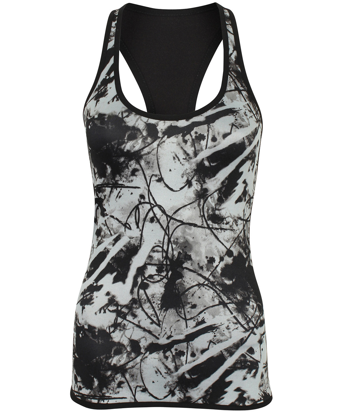 Black/Print - Women's reversible workout vest - GarmentEmbroidery