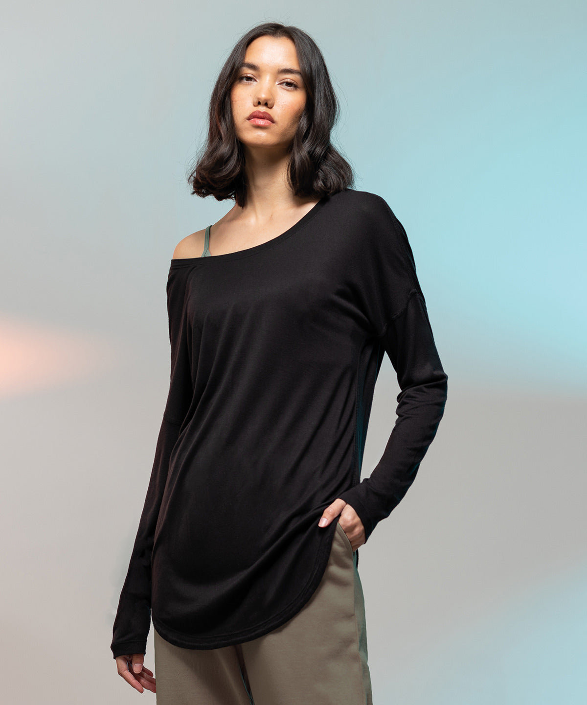Black - Women's slounge top - GarmentEmbroidery